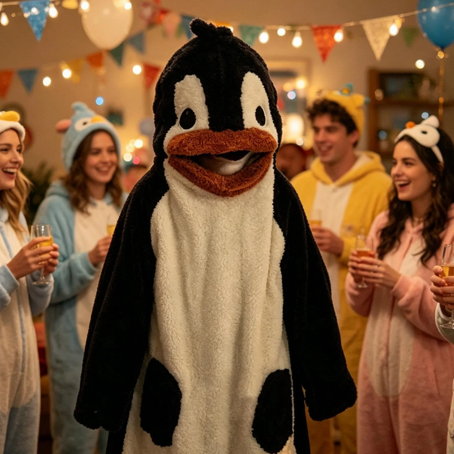Pingwin Onesie dla Dorosłych Miękka Piżama Zwierzęca do Spania | Kostium Pingwin dla Dorosłych Do Domu, Salonu, Łazienki, Halloween, Codziennego Noszenia, Imprez, Festiwali, Podróży
