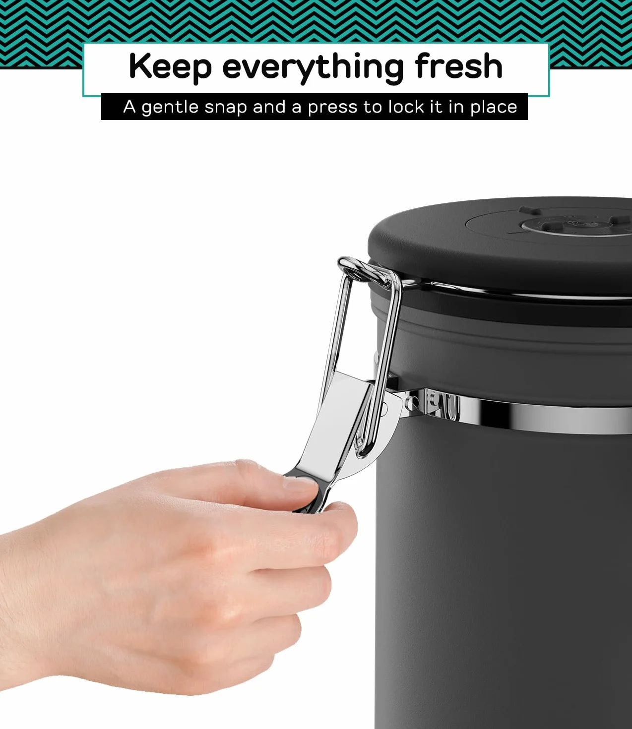Coffee Gator Hermetyczny pojemnik na kawę 1300 ml, kuchenny pojemnik do przechowywania żywności ze stali nierdzewnej z trackerem dat, zaworem CO2, łyżeczką do mielonej kawy, ziaren kawy, herbaty