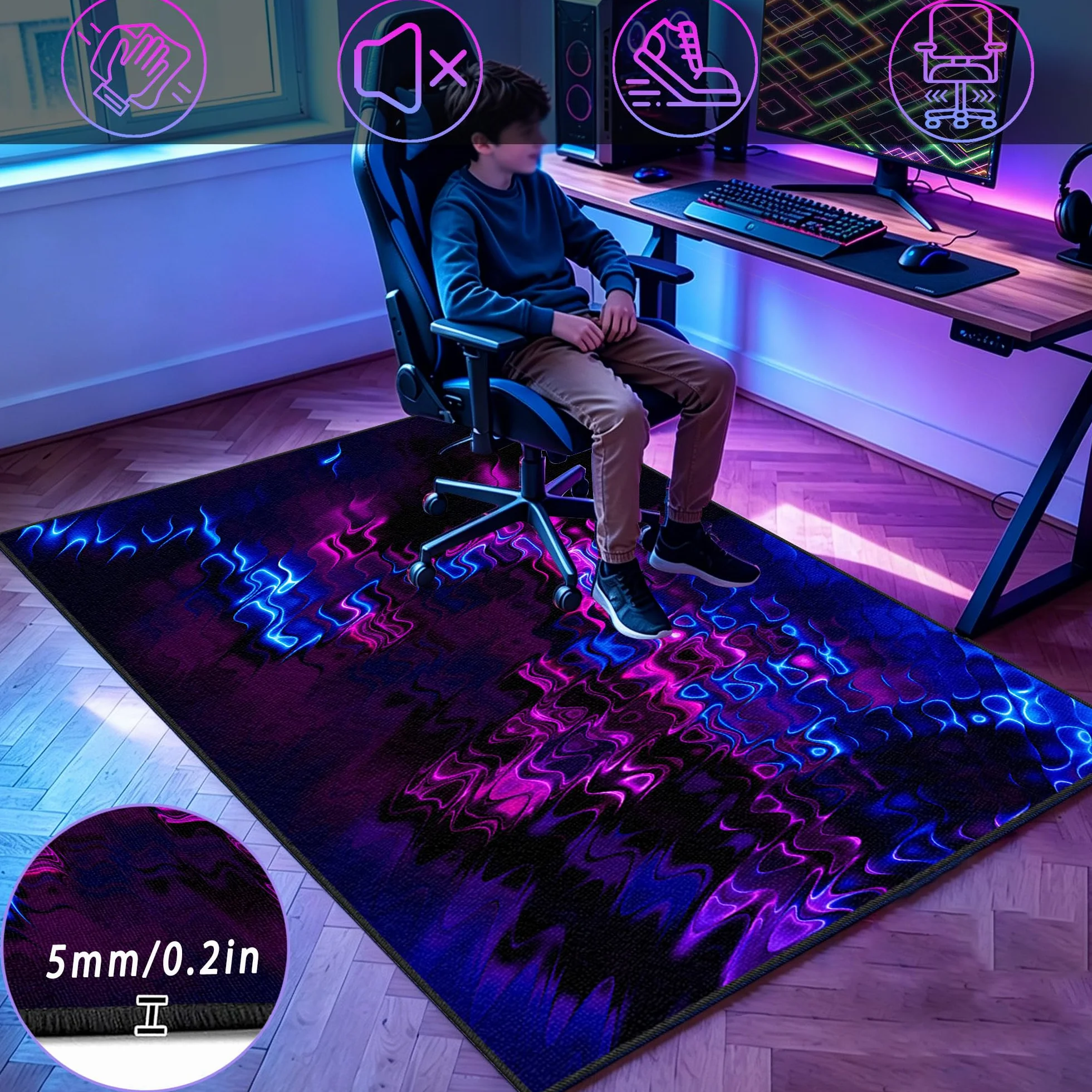 Dywan do sypialni do gier Mata do gier na krzesło komputerowe 90 x 130 cm Antypoślizgowy dywan krzesło do gier na salę zabaw Dywan do salonu dla graczy Chłopiec