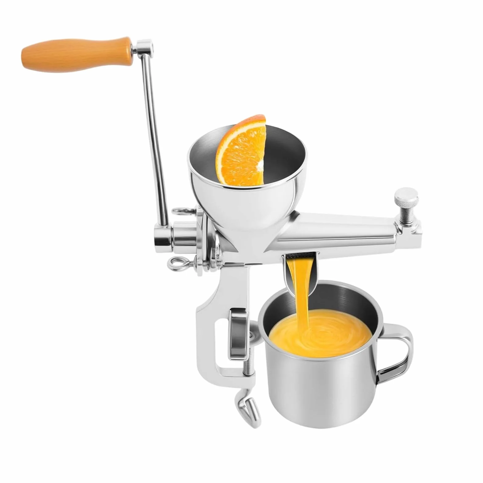 Ręczne Maszyny Do Wyciskania Soku Ekstraktor Owoców Ze Stali Nierdzewnej | Wyciskarka Do Cytrusów Z Korbą I Szczotką Do Czyszczenia Do Granatów Winogron Pomidorów Trzciny Cytrusów I Pomarańczy