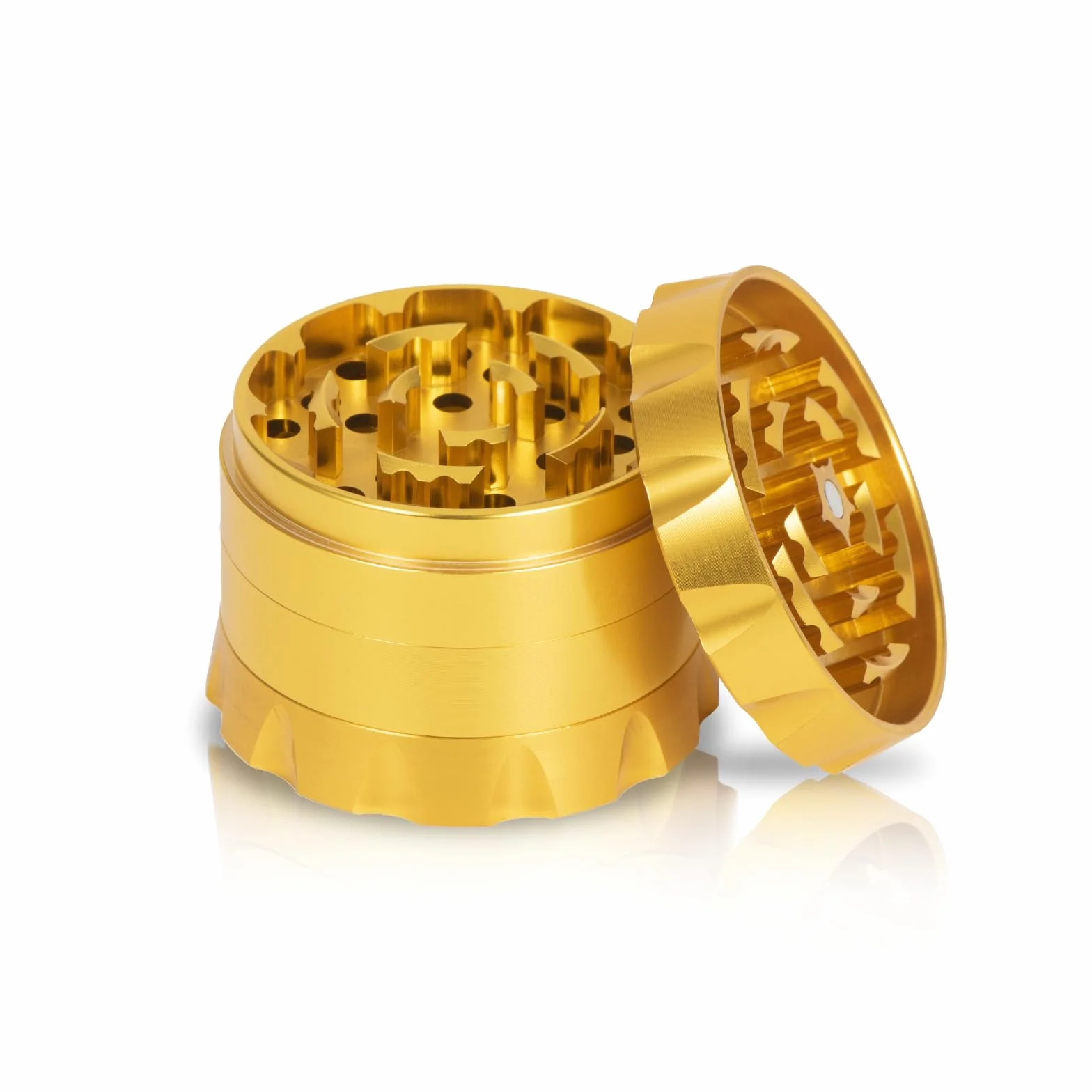 Młynek do ziół, PPpanda Grinder for Dry Herb Przenośny młynek metalowy ze stopu cynku, złoty, 5x4cm