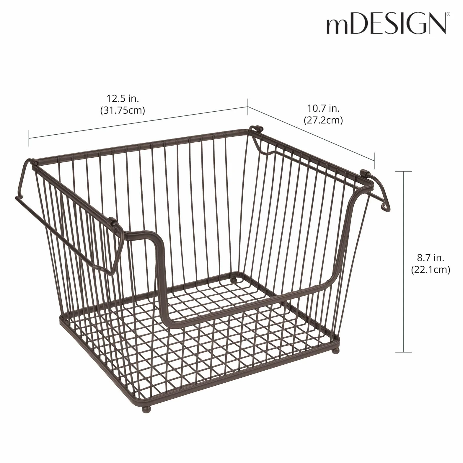 mDesign 6-częściowy zestaw uniwersalnych koszyków – kosz do przechowywania z metalu – duży, otwarty kosz druciany z uchwytami – do kuchni, spiżarni itp. – brązowy