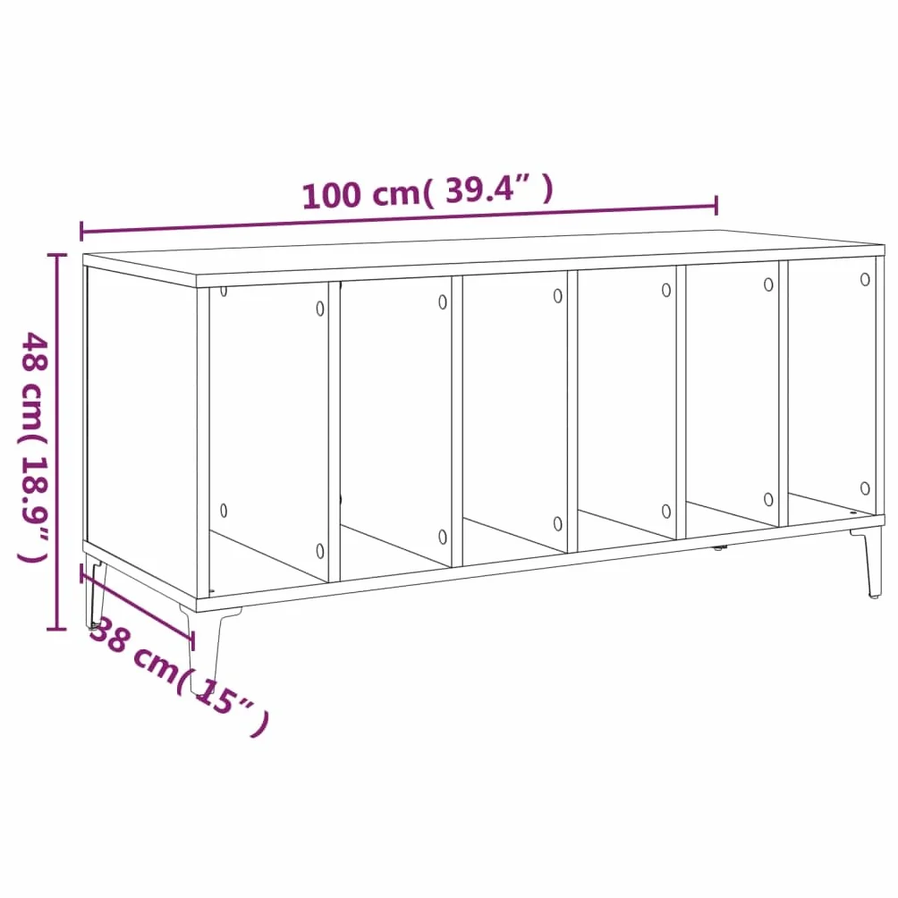 vidaXL Szafka na płyty, biała, 100x38x48 cm, materiał drewnopochodny, szafka na płyty winylowe, szafka, szafka boczna, mebel na płyty winylowe, komoda