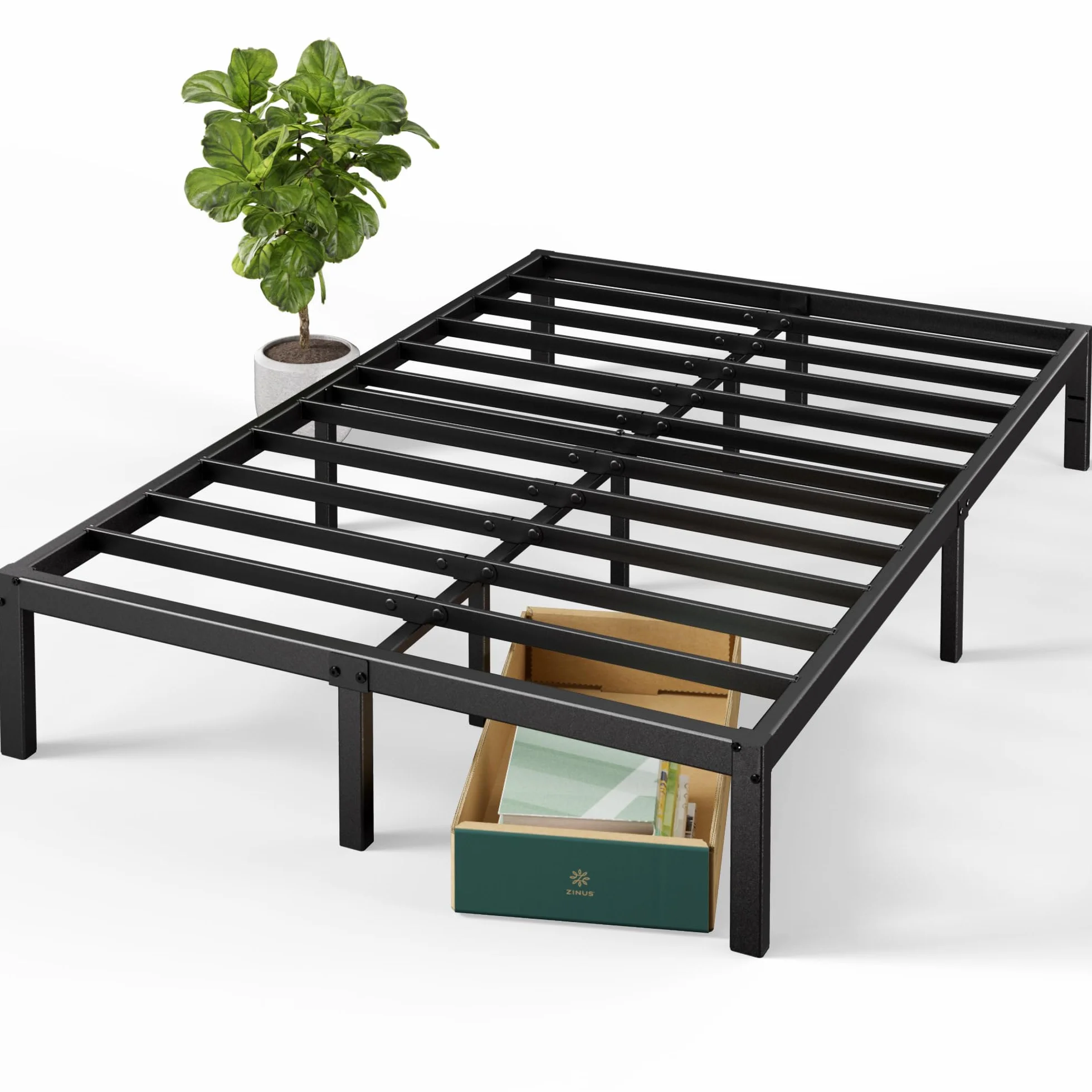 Zinus Rama łóżka z metalową platformą Elias 36 cm wysoki uchwyt uchwyt stalowy uchwyt łatwy montaż
