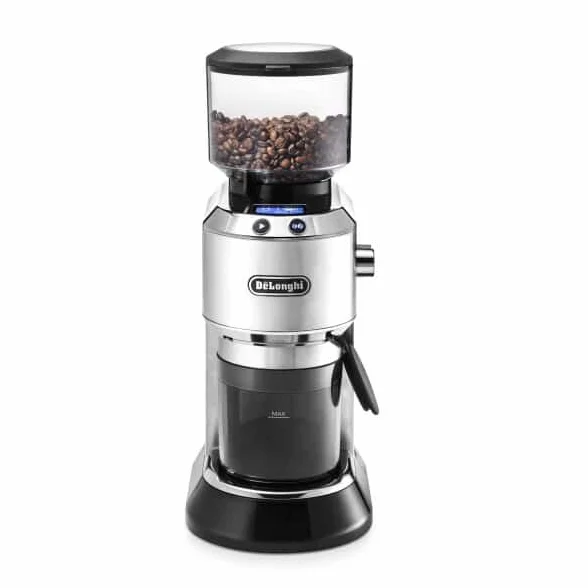 De'Longhi Dedica ECKG6821.M, elektryczny młynek do kawy, ze spieniaczem do mleka, tradycyjna pompa do ekspresu Barista, ekspres do kawy i cappuccino, 18 ustawień stopnia mielenia, metal