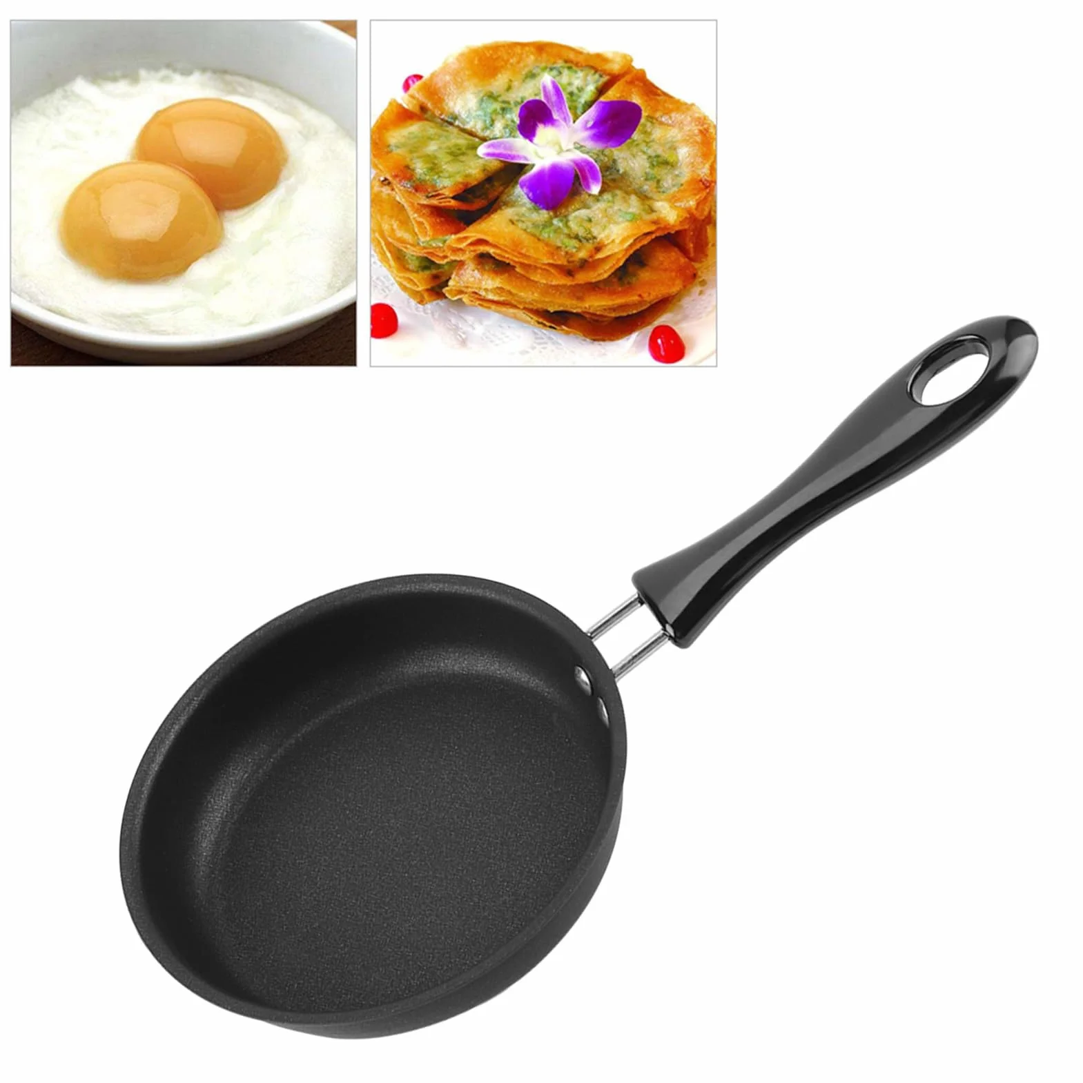 Ausla Nieprzywierająca Mini Patelnia do Smażenia z Żelaza z Uchwytami, Okrągła, 12 cm, do Jajek