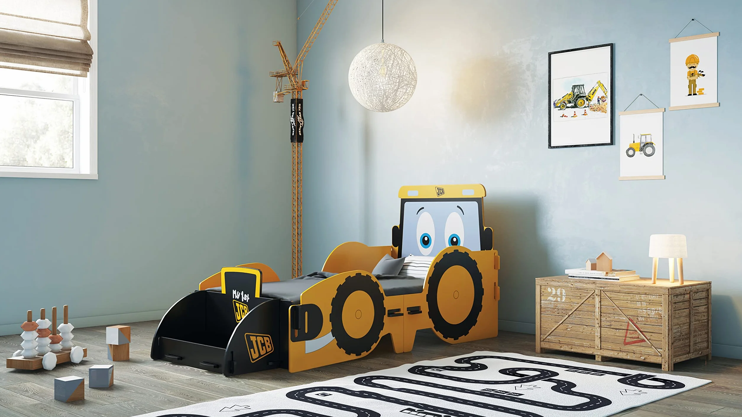 Kidsaw JCB JCB JCB łóżko dla dzieci - rama łóżka dla dzieci i małych dzieci - meble do sypialni dla juniorów - kolor pomarańczowy