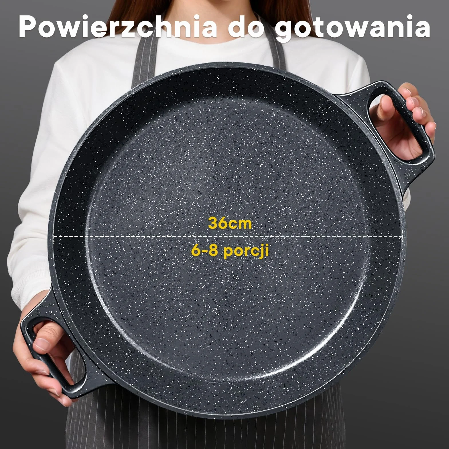 GiPP Patelnia do Paelli z Powłoką Nieprzywierającą, 36 cm, na 6–8 Porcji, Kompatybilna z Kuchenkami Indukcyjnymi, Gazowymi, Elektrycznymi i Ceramicznymi