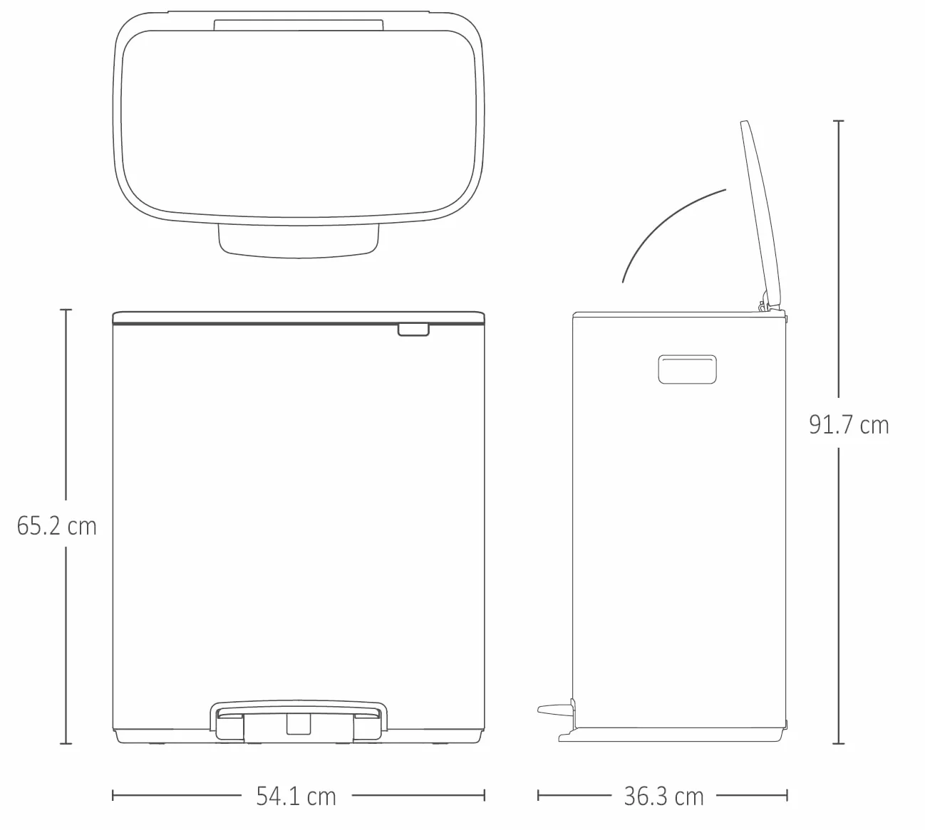 Brabantia Bo Kosz na Pedały 2x30L Duży Kosz na Śmieci do Kuchni Podwójny Czarny 54 x 37 x 65 cm