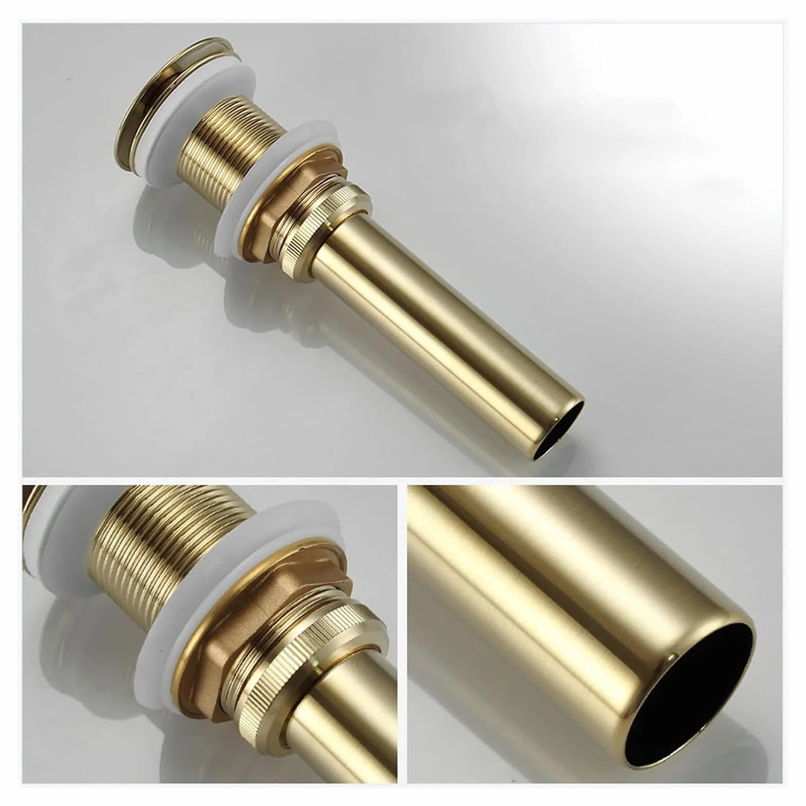 Korek odpływowy do umywalki łazienkowej, korek odpływowy z przelewem, typ z odpływem typu "bounce"(Brushed Gold a)