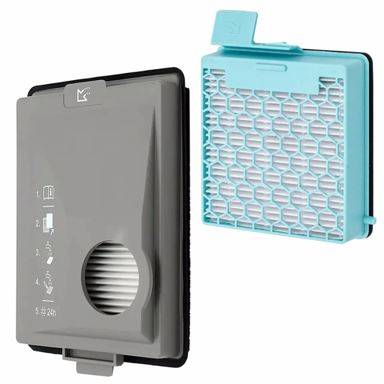 Filtr HEPA + filtr do pyłów szczegółowych kompatybilny do odkurzaczy Miele CX1 Boost, SNRF3, SNRF0, SNCF0 (filtr kompatybilny z oryginalnym filtrem Miele Hygiene AirClean 11639240, SF-HY 60, CX-FSF)