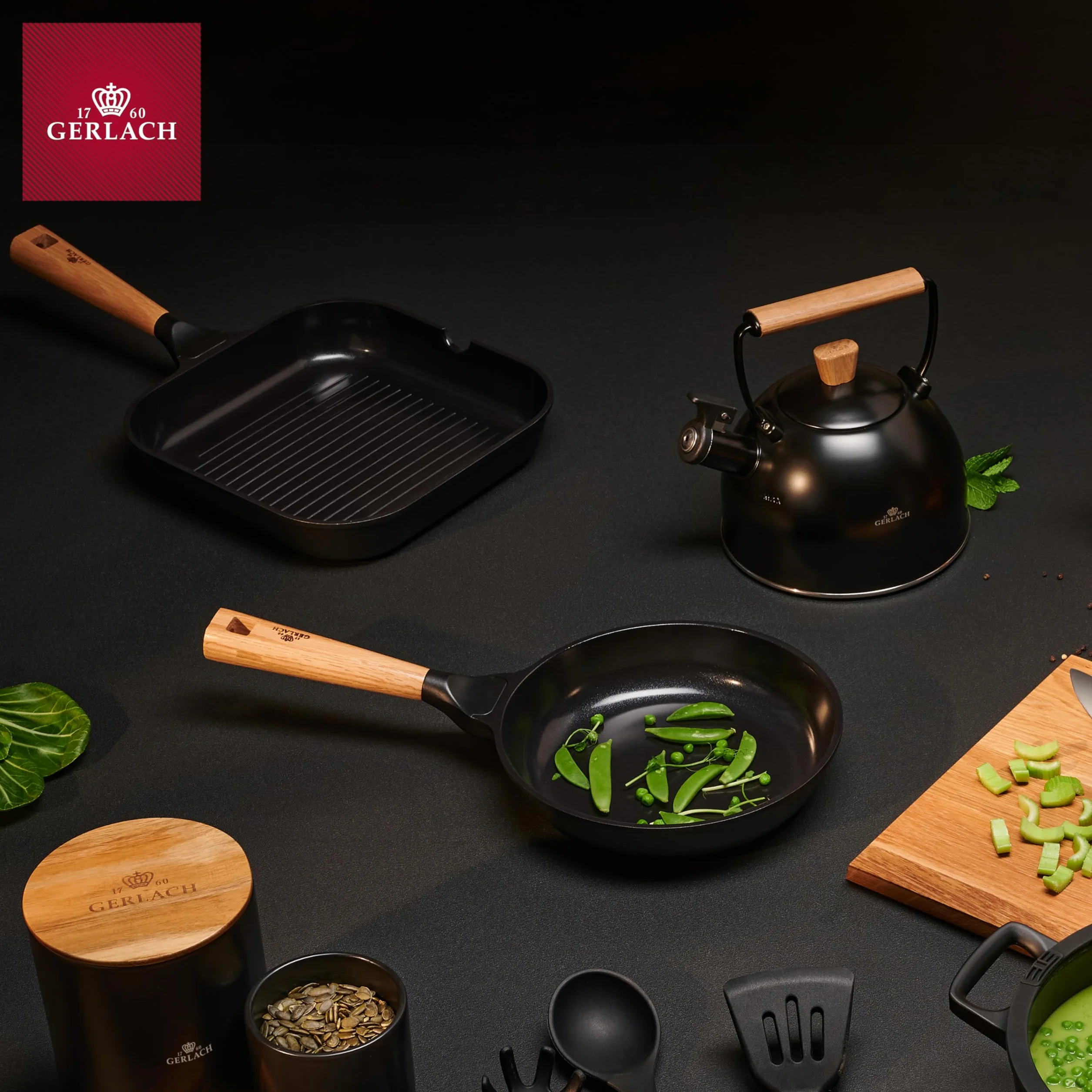 Gerlach Natur Patelnia Grillowa Z Powłoką Ceramiczną Patelnia Ceramiczna Z Drewnianą Rączką Grill Indukcja Elektryczne Gazowe Ceramiczne Kuchenki 24 cm