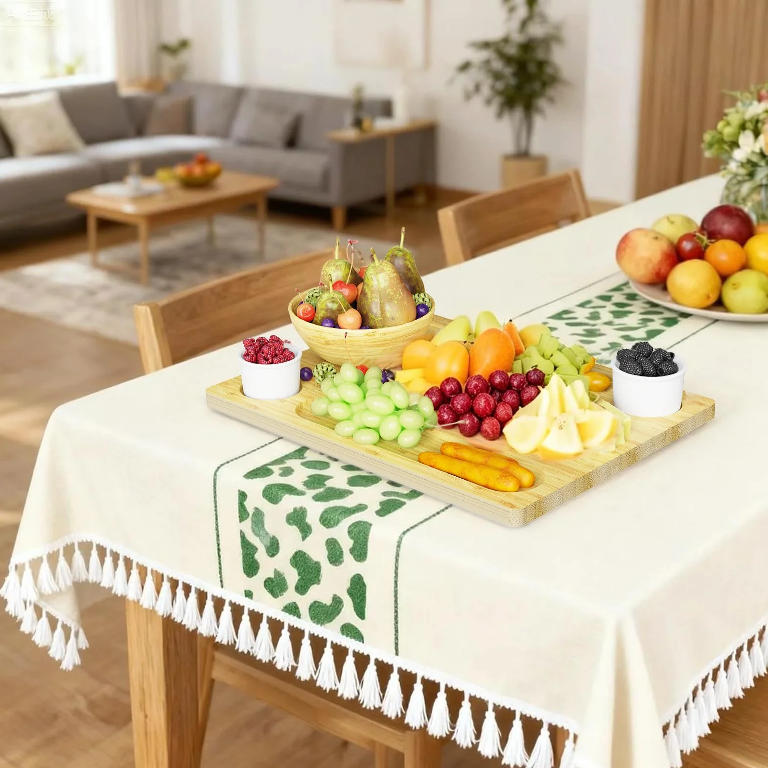 WELDUN Bambusowa deska do serów, taca charcuterie, taca do serwowania serów, owoców, warzyw i mięsa - idealna na rocznicę, przyjęcie, wesele