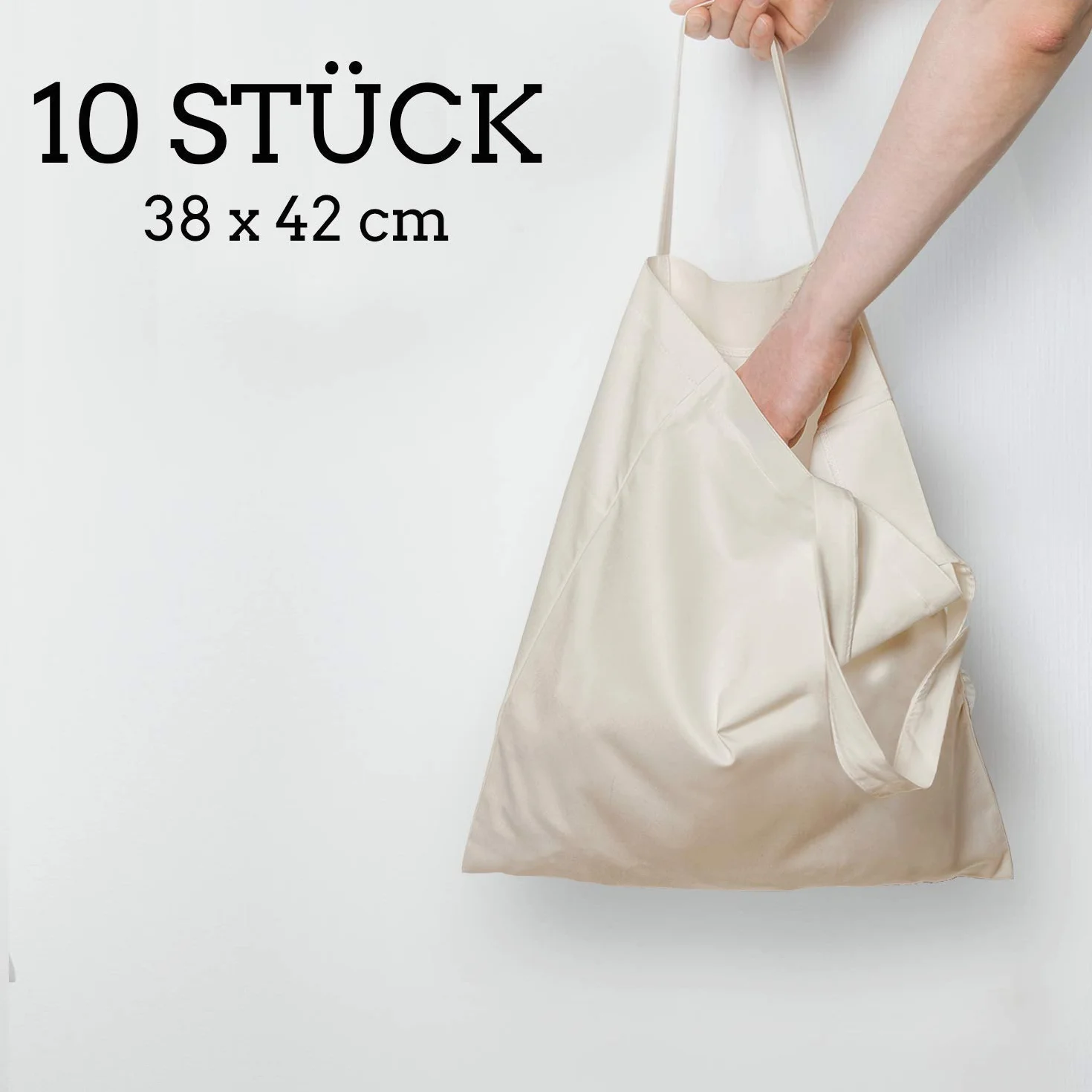ELES VIDA Torba bawełniana 38 x 42 cm, bez nadruku, z dwoma krótkimi uchwytami, certyfikat Öko-Tex®, torba materiałowa, torba do noszenia, torba bawełniana, torba na zakupy, torba jutowa, torba