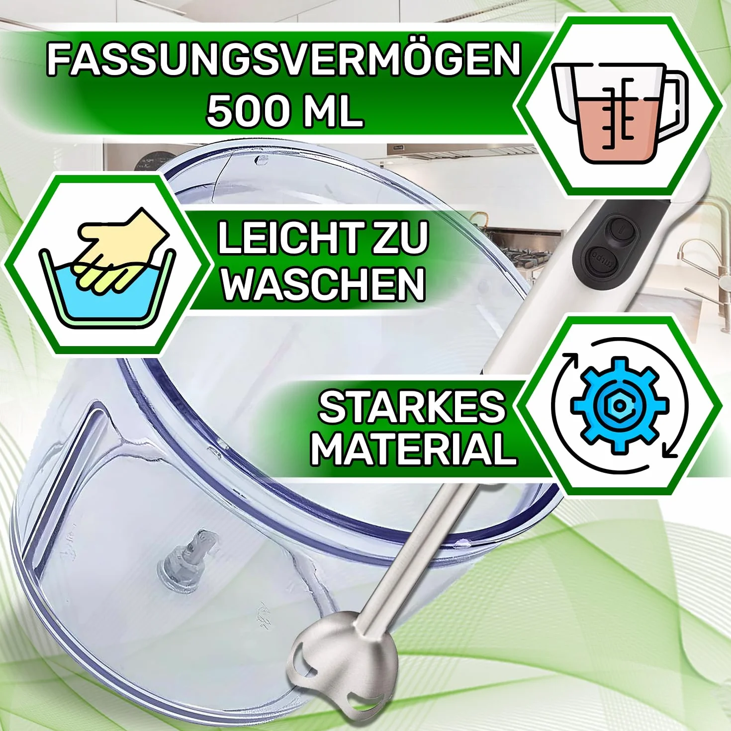 ONIX TECH Miska blendera ręcznego 500 ml z oryginalnym kodem MS-652185 dla Moulinex dla Tefal dla Krups - 5 lat