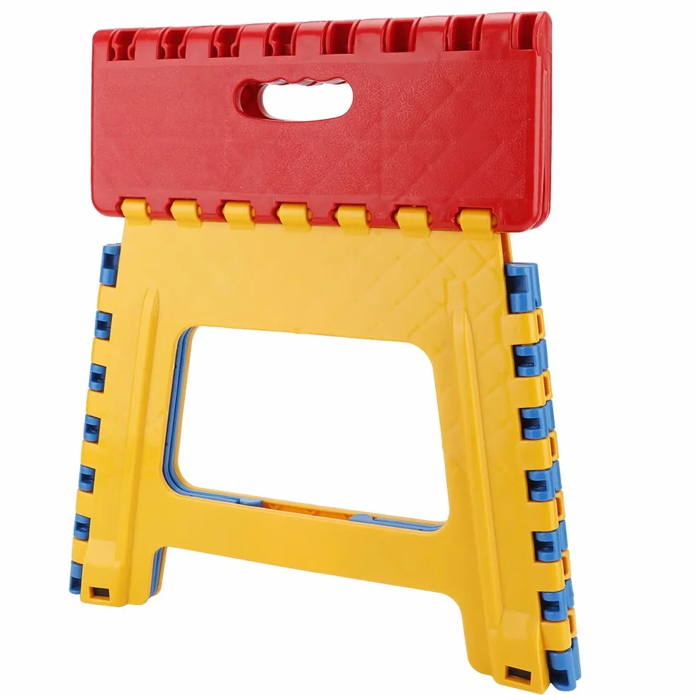 Składany Stołek Składany Plastikowy Stołek Małe Krzesło Zaawansowany Przenośny Stołek Dziecięcy 32 * 22,5 * 30cm (czerwone żółte tło niebieskie)