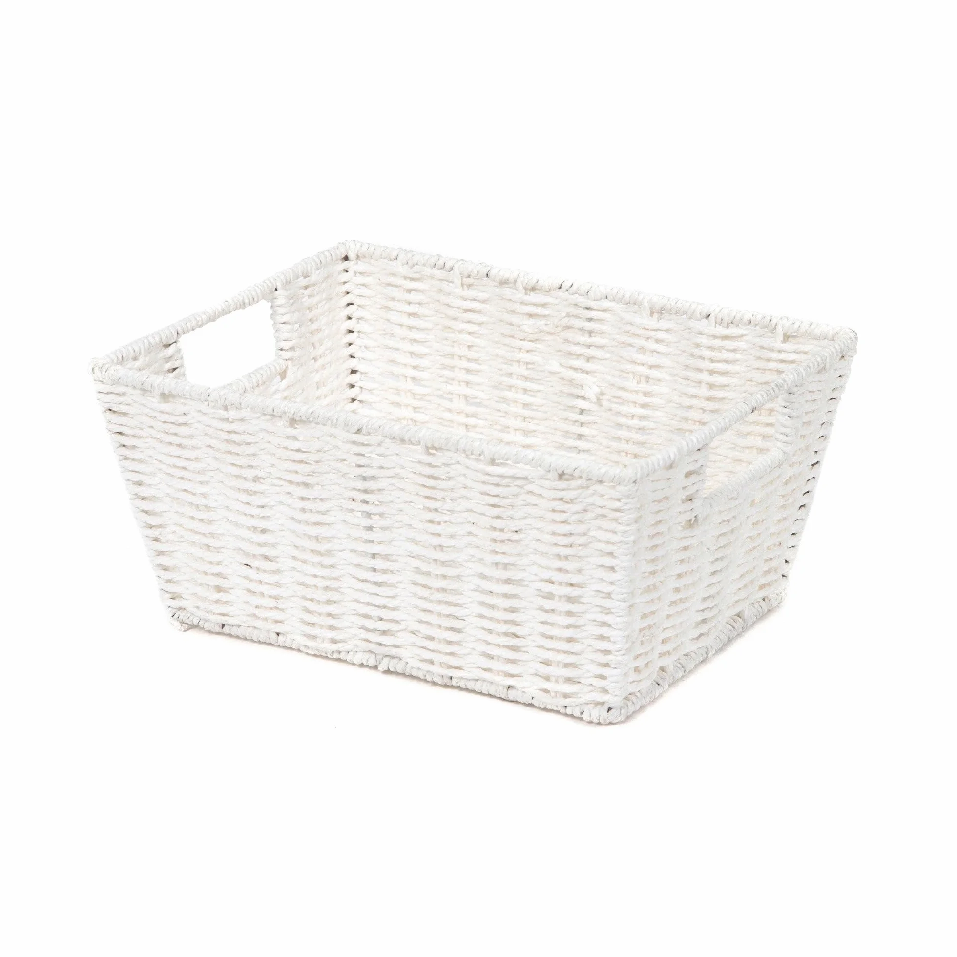 Compactor Etna Storage Basket, ręcznie pleciony kosz półkowy z papieru z 2 uchwytami, kosz na zabawki, organizator do biura i przechowywanie w łazience, metalowa ramka, kolor biały
