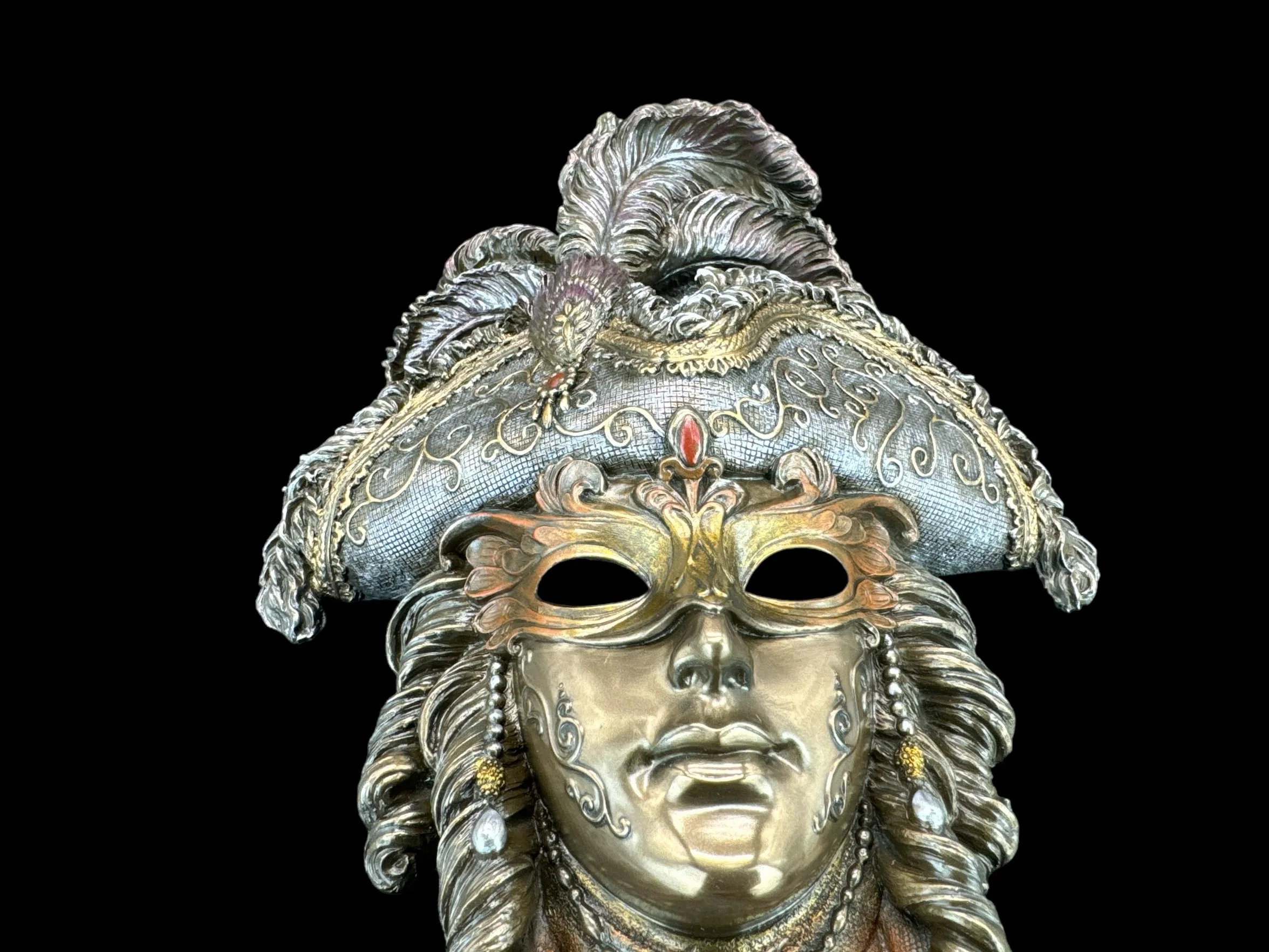 57 SPECIAL REPLICAS Rzeźba dekoracyjna figurka – cudowna maska wenecka z kapeluszem – figurka jako prezent do salonu, dekoracja figurki, dekoracja