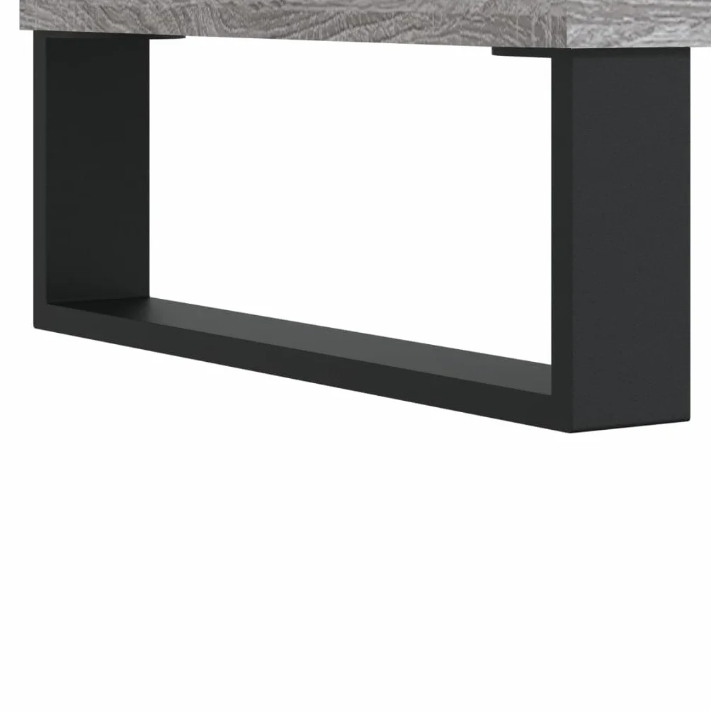 Szafka panelowa Sonoma szara z materiału drewnopochodnego, 121 x 38 x 48 cm, z żelaznymi nogami, miejsce do przechowywania płyt gramofonowych i kolekcji winylowych, stabilna górna płyta do