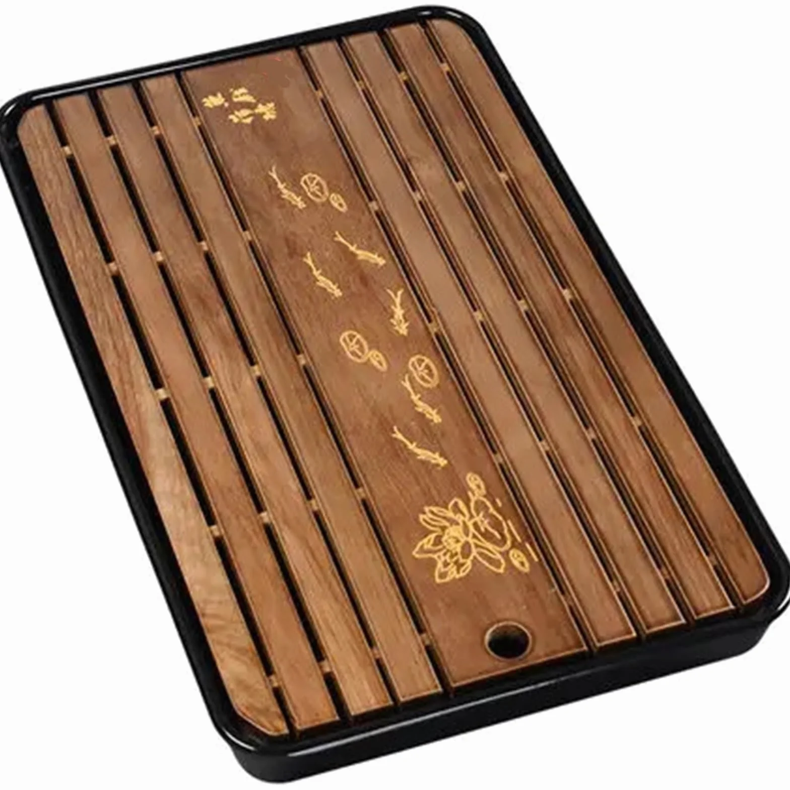 Bambusowy zestaw tacek na herbatę melaminowy stolik do herbaty na chińską ceremonię pu'er przechowywanie wody i akcesoria elegancki bambusowy design idealny dla miłośników herbaty i kolekcjonerów