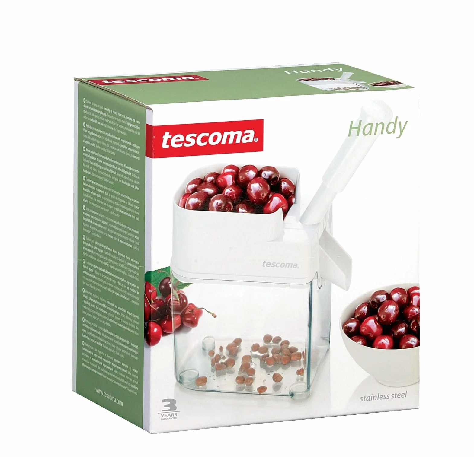 Tescoma NULL Drylownica do Wiśni, Kamień, Biały/Przezroczysty, 18.5 x 11.5 x 20.5 cm