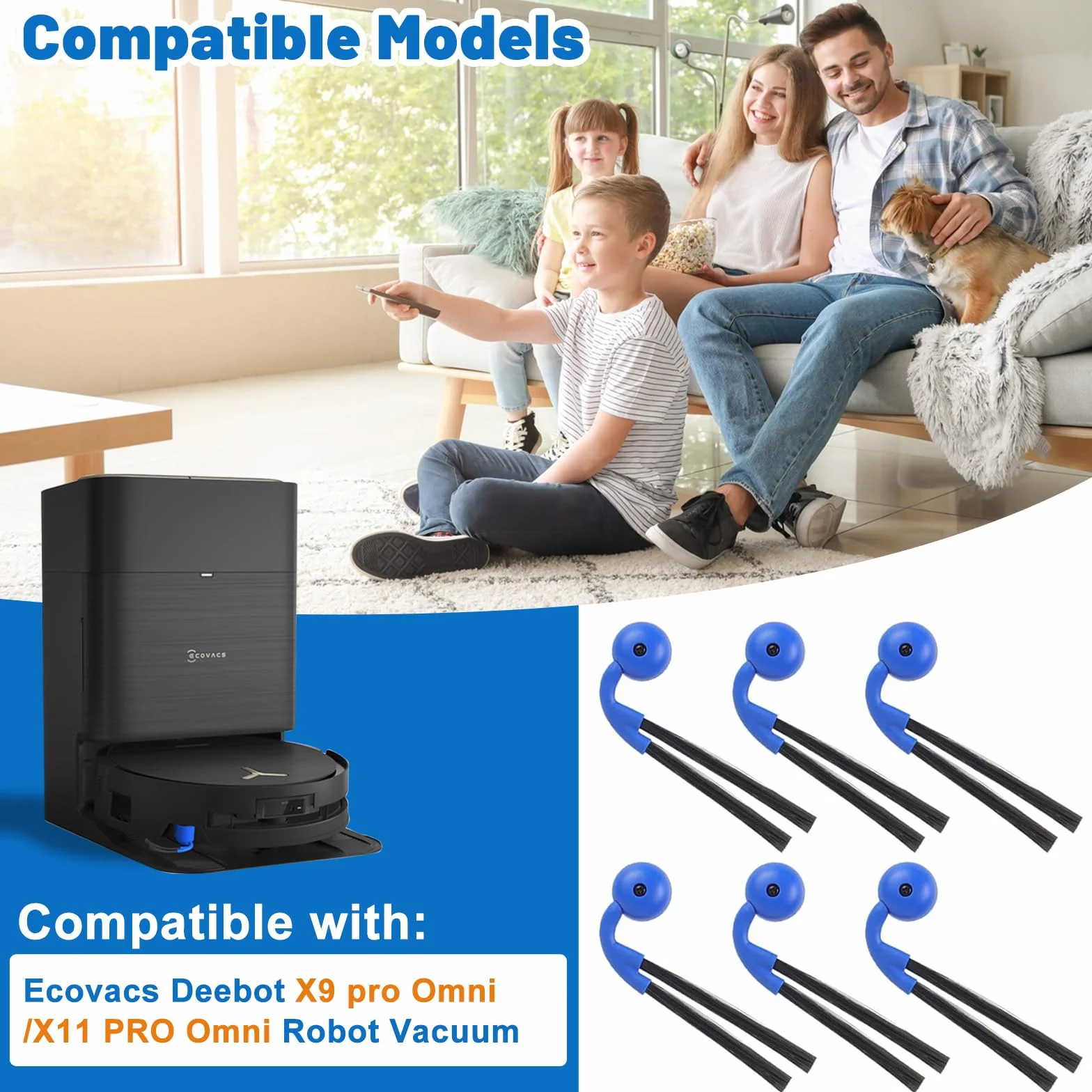 Szczotka boczna do Ecovacs Deebot X9 Pro Omni Robot Odkurzacz Części Zamienne, X9 Pro Omni - 6 sztuk