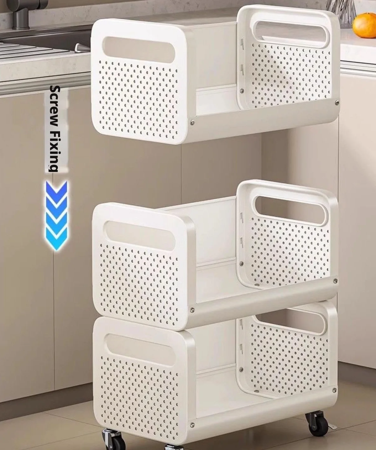 Regał na Kółkach do Kuchni Mobilny Wózek Narzędziowy Z Półką Do Przechowywania Owoców I Warzyw Kółkami Wózek Kuchenny z Kółkami(Black,51.5cm)