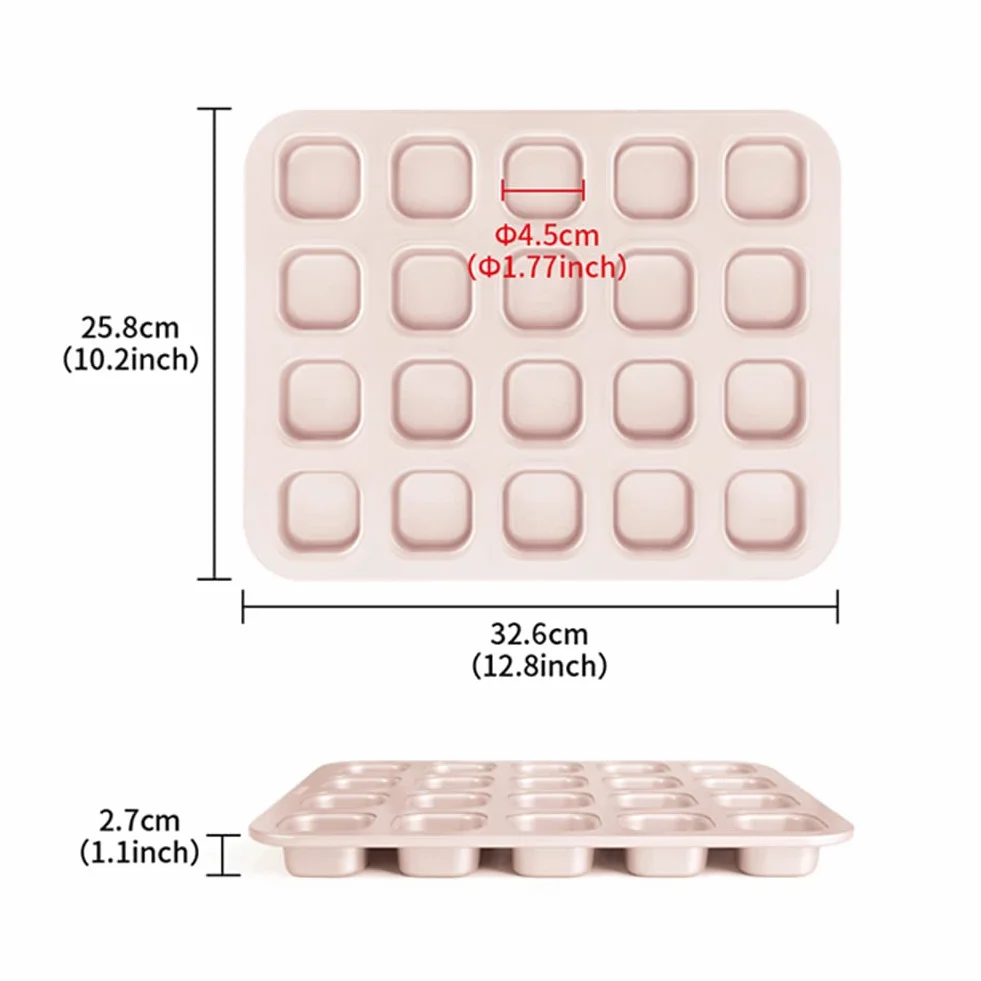 CANDeal Mini forma do pieczenia chleba z 20 wnękami nieprzywierająca stal węglowa mini forma do pieczenia chleba, mini kwadratowa blacha do pieczenia ciasta, maszyna do ciasta w rozmiarze gryzienia