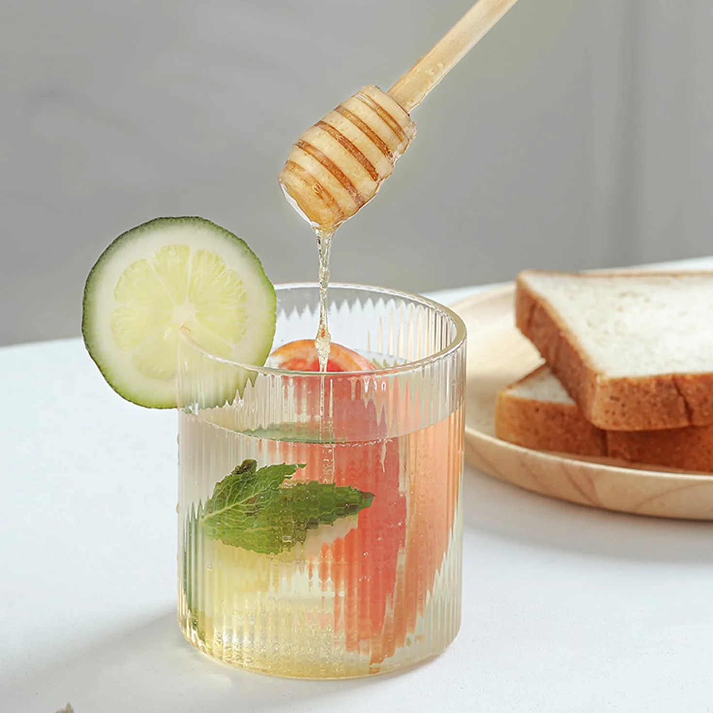 Drewniany mikser do miodu, spiralna łyżka do soku, kawy, mleka, herbaty, szczotka do czyszczenia, nadaje się do dżemów, herbaty z mlekiem, zapobiega kapaniu syropu