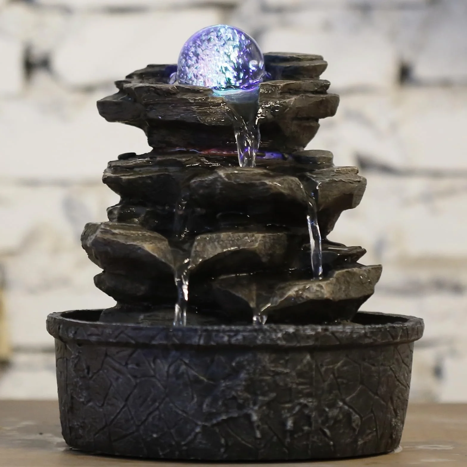 Zen Light Little-Rock Fontanna Dekoracyjna, Ciemnobrązowy, 20 x 20 x 23 cm