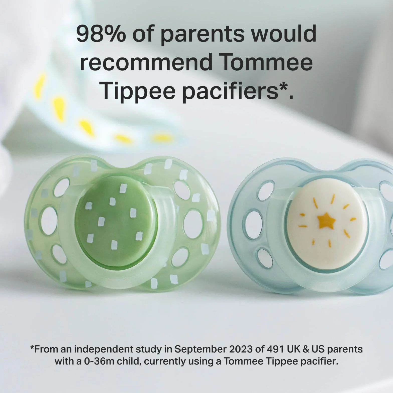 Tommee Tippee 433556 Zabawny smoczek, ortopedyczny, symetryczny, silikon, nie zawiera BPA, 18-36 miesięcy, 6 sztuk, zielony