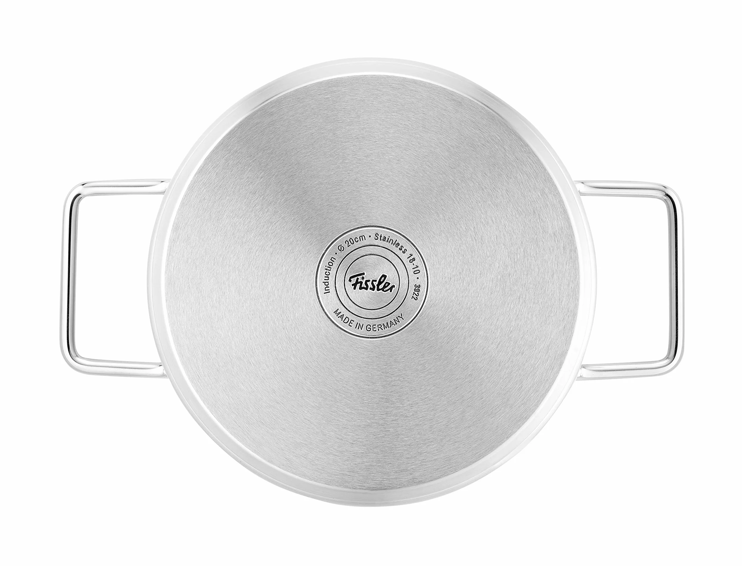 Fissler Pure Collection zestaw garnków ze stali nierdzewnej, 4-częściowy, garnki z metalową pokrywką (3 garnki, 1 garnek do pieczenia) – indukcja, duże