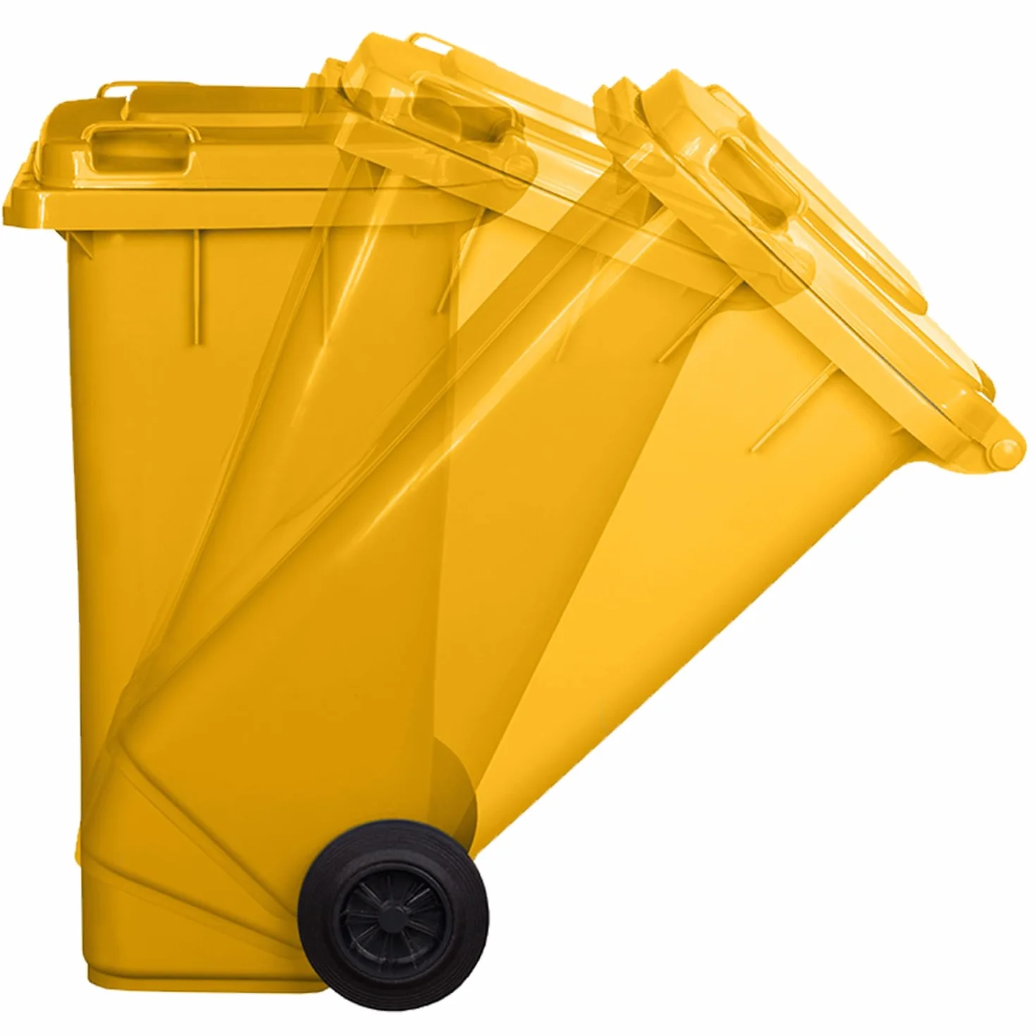 JESTIC Kosz na śmieci z pełnymi gumowymi kółkami do recyklingu Tri Selective Garage Top XXL (120 litrów, żółty)
