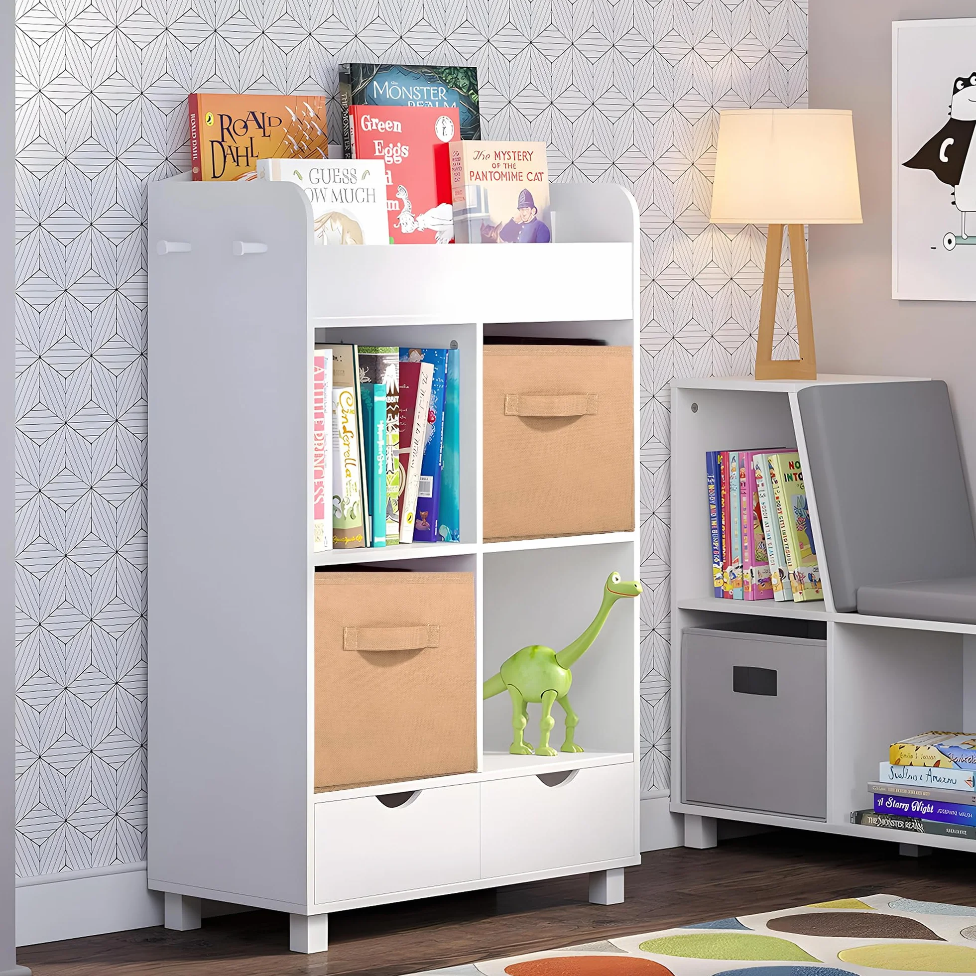 Kuber Industries 6 szt. (28 cm) nietkany, kwadratowy, składany organizer na ubrania, pudełko do przechowywania do szafy, wielofunkcyjne do zabawek dla dzieci, sukienki dla niemowląt, dołączony uchwyt