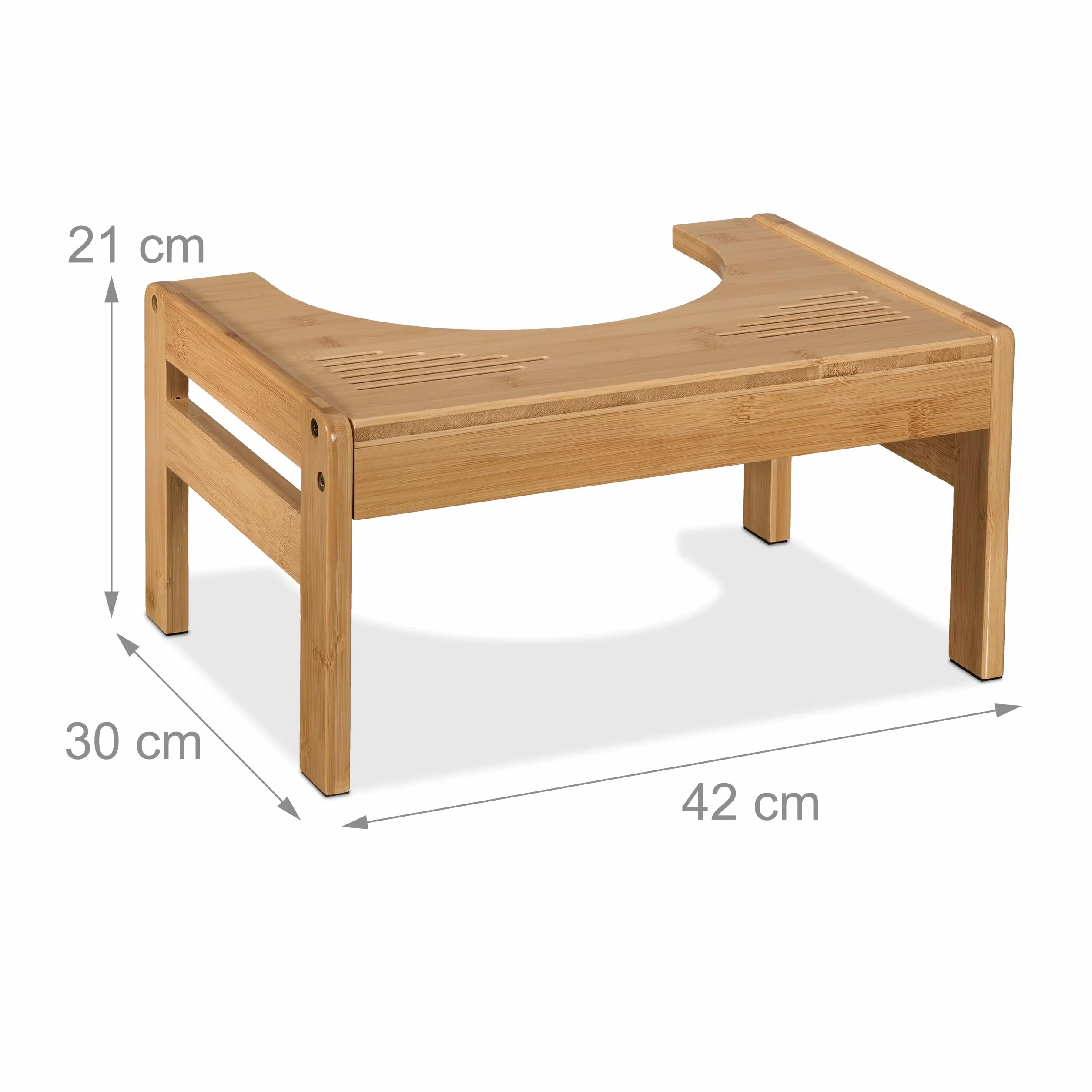 Relaxdays Taboret toaletowy, podpórka do wypróżniania, taboret WC dla dorosłych, bambus, wys. x szer. x gł.: 21 x 42 x 30 cm, naturalny