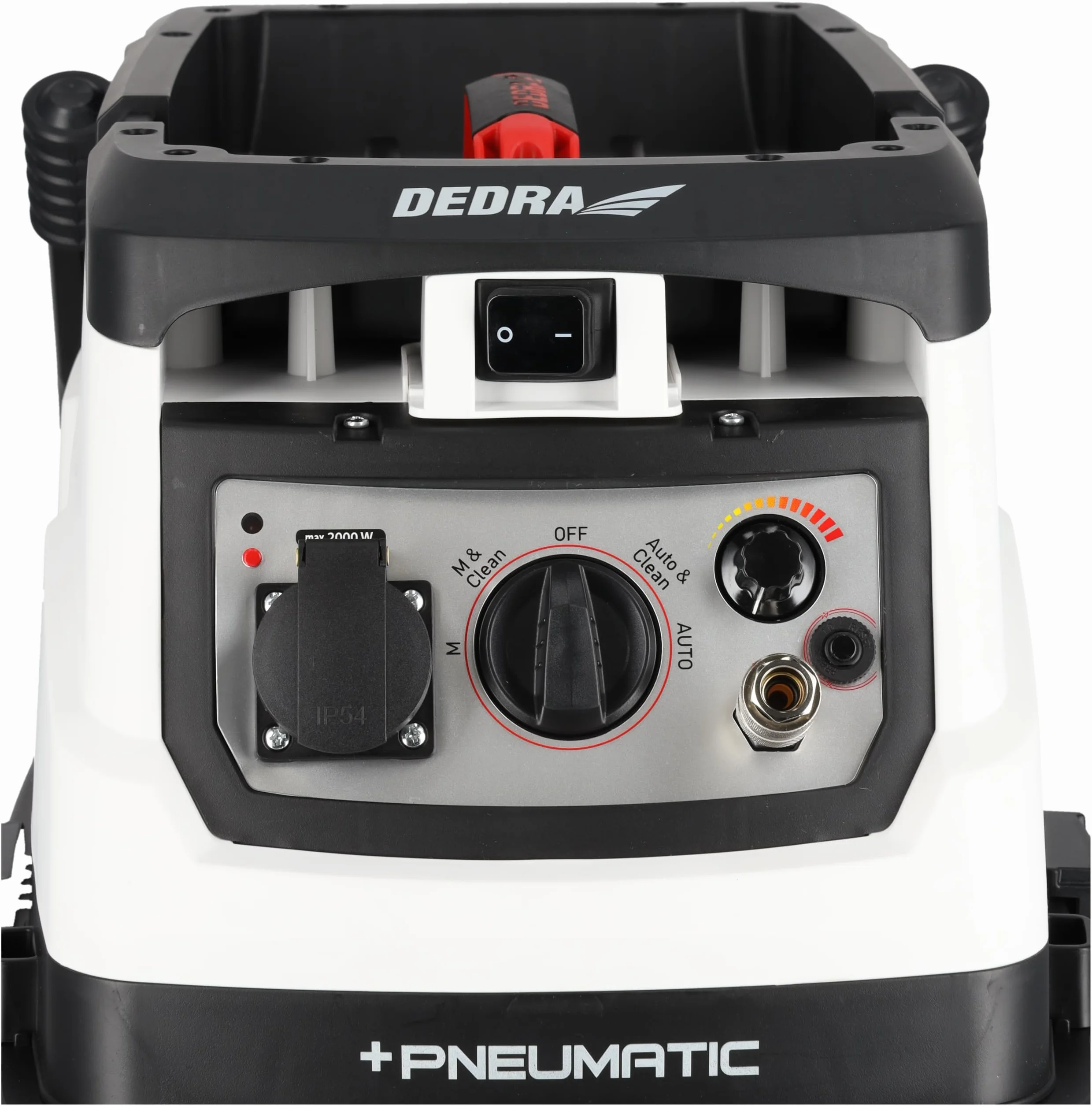 DEDRA DED6609P odkurzacz przemysłowy z automatycznym czyszczeniem filtra i podłączanym systemem sprężonego powietrza, klasa filtra M, waga 17,4 kg, moc ssania 24 kPa, pojemnik 40 l DEDRA DED6609P