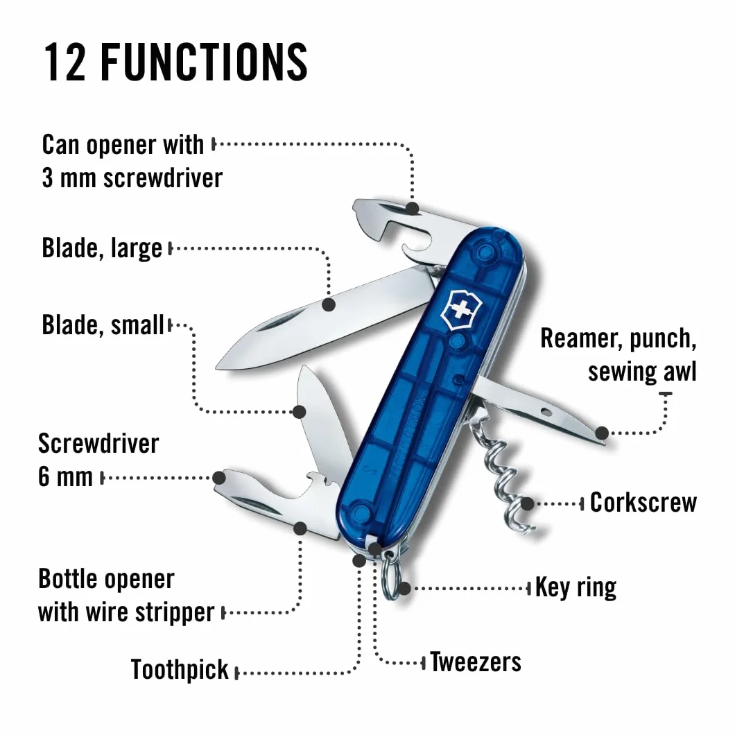 Victorinox Taschenmesser Spartan (12 Funktionen, Klinge, Korkenzieher, Dosenöffner, Kapselheber, Pinzette)