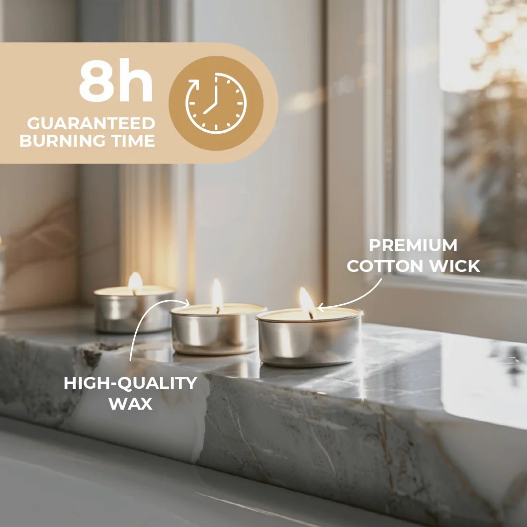 Horeca Candles - Świeczki Tealight - 8 Godziny Palenia - Zestaw 50 Białych Świeczek Tealightowych - Bez zapachu - Podgrzewacze Świeczki na Ślub, Dekoracje, Imprezę