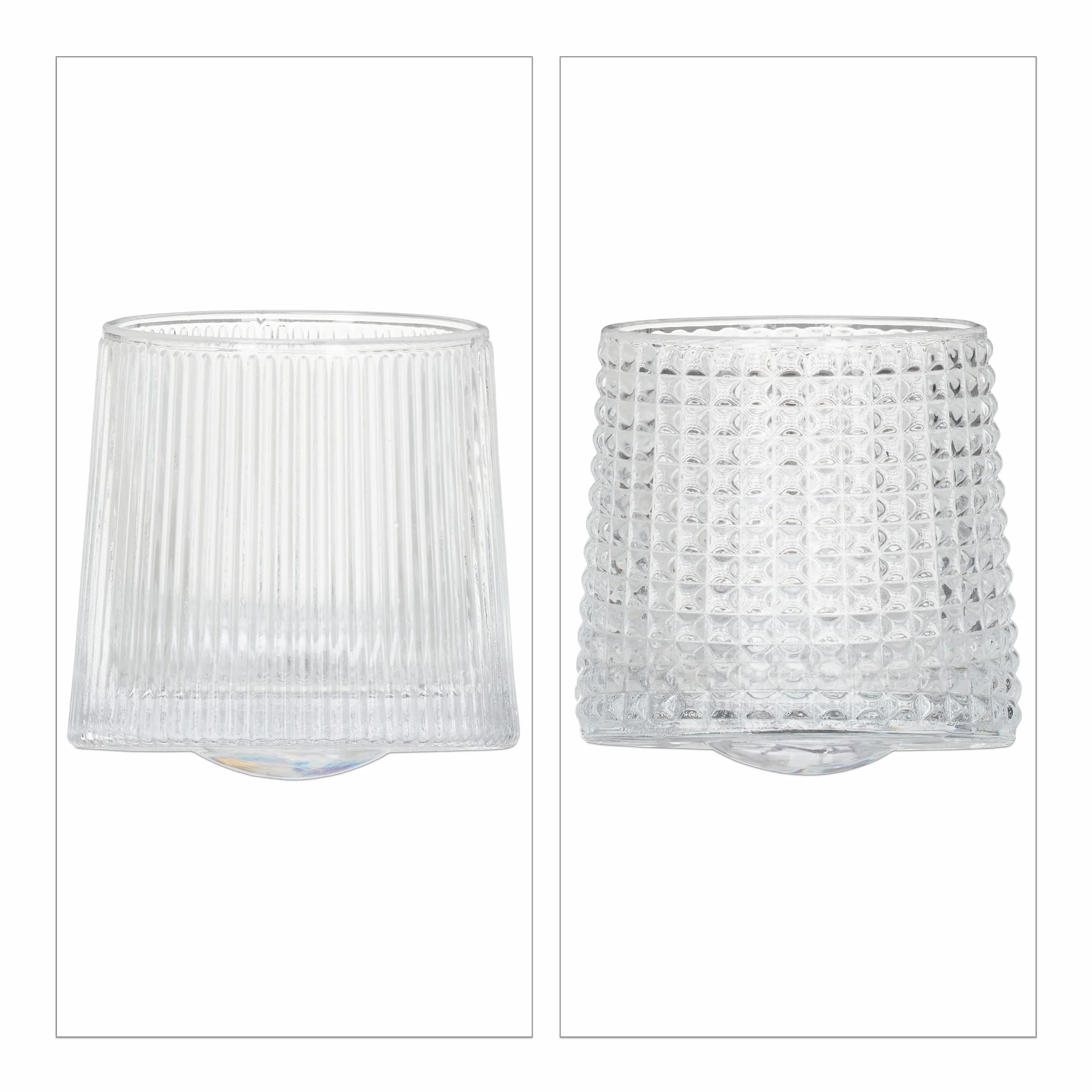 Relaxdays Szklanki do whisky, zestaw 12 sztuk, 3 różne szlify, 150 ml, szklanki do drgania się, wys. x śr.: 7,5 x 8 cm, przezroczyste, 12 sztuk (1 opakowanie)