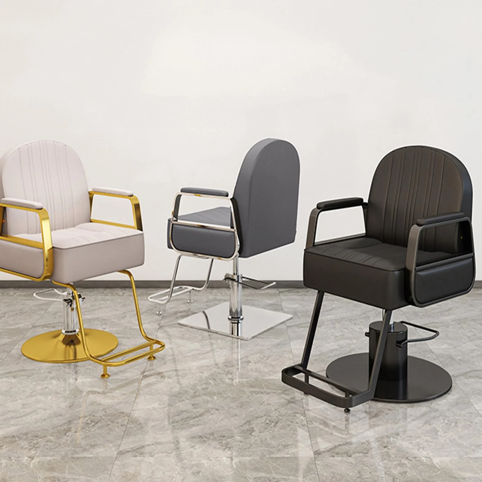 Regulowany fotel fryzjerski 10 cm – obracany o 360° fotel fryzjerski o pojemności 150 kg idealny do salonu fryzjerskiego i profesjonalnego sprzętu do stylizacji Grau Finish