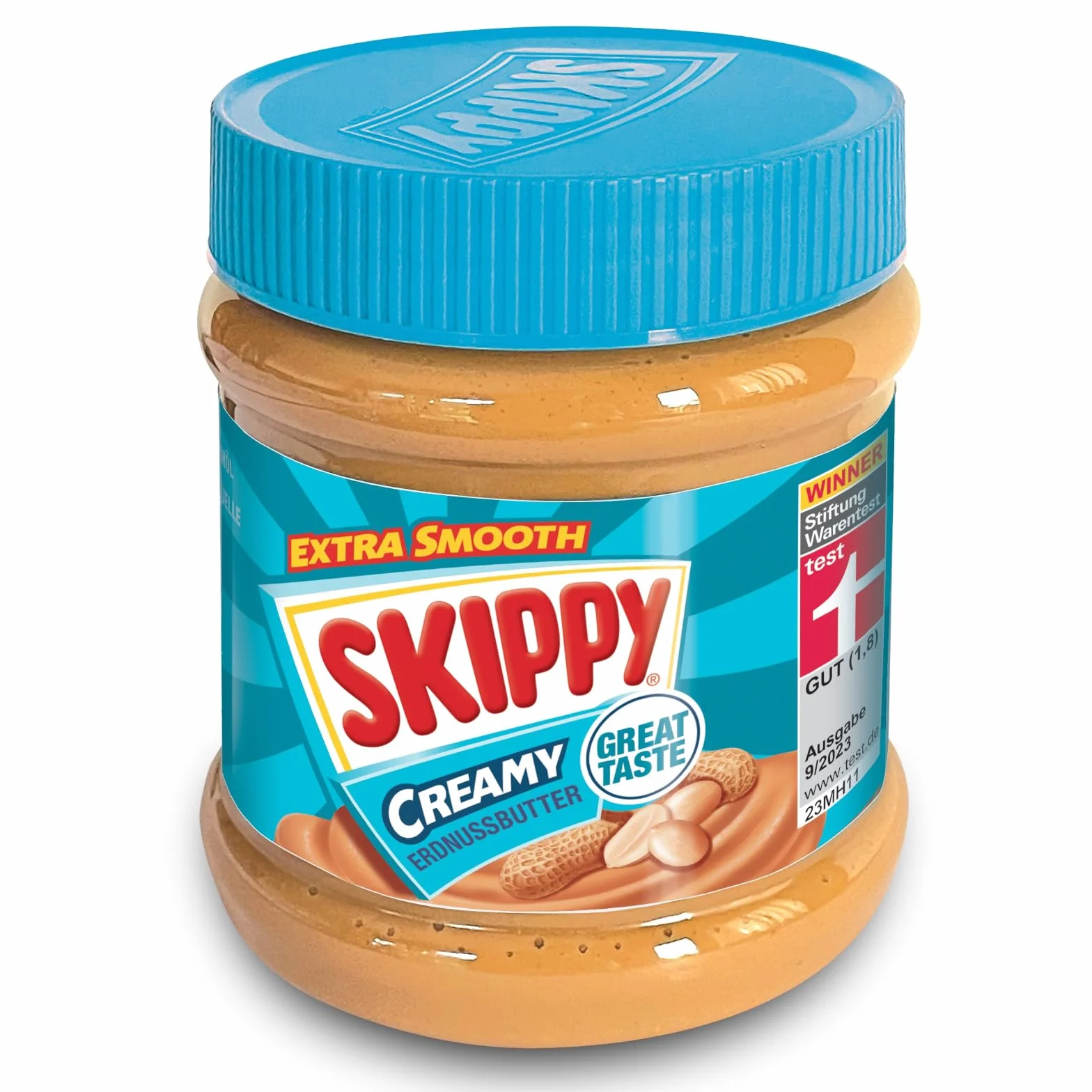 SKIPPY 2 x 340 g masło orzechowe "kremowe" masło orzechowe bez oleju palmowego bardzo gładkie i 91% orzeszki ziemne bez kawałków pyszne masło orzechowe o pełnym i kremowym smaku