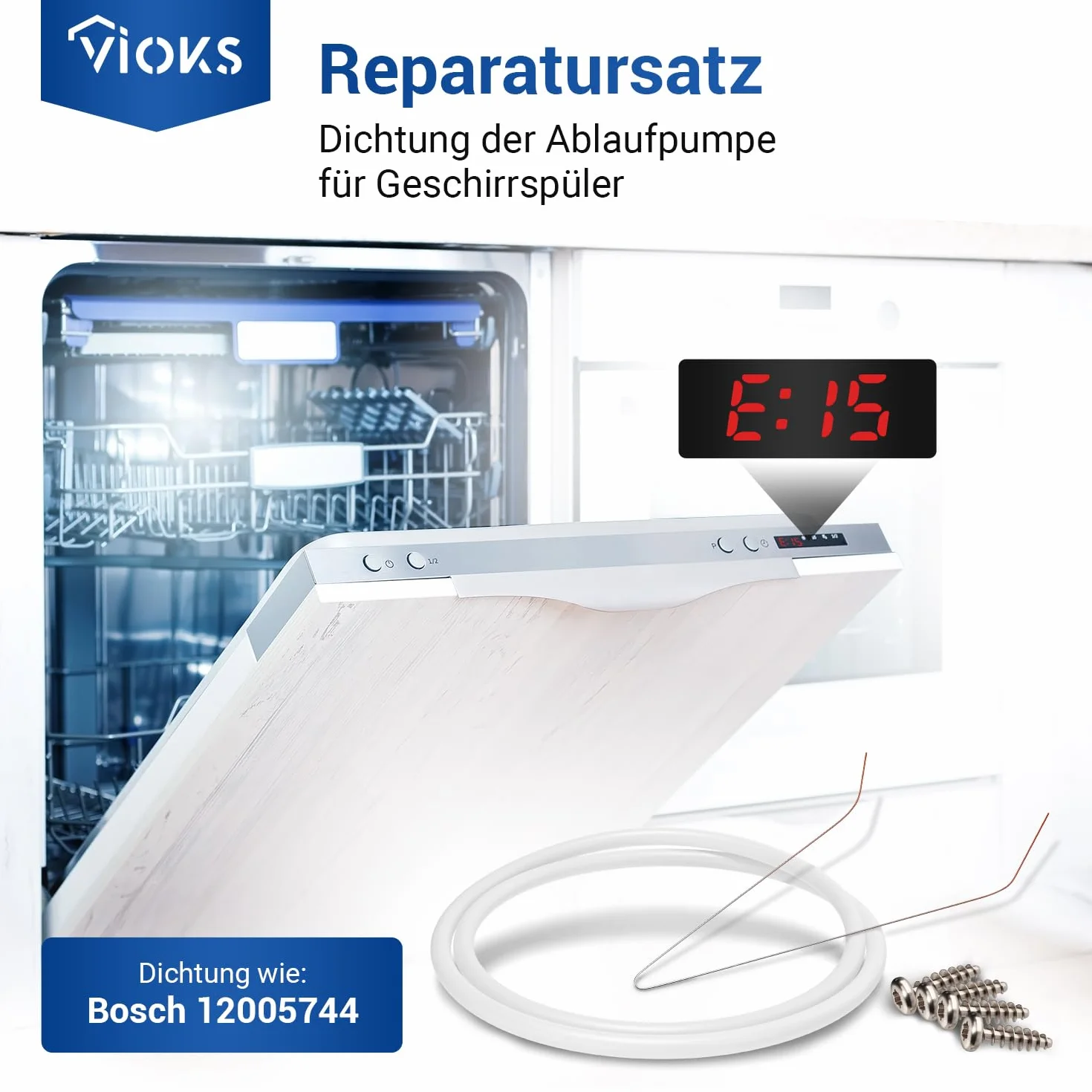 VIOKS Zestaw naprawczy uszczelki do garnka pompy 12005744 do zmywarki Bosch/Neff/uszczelnienie pompy Siemens/Constructa- Ø 182 mm Siemens uszczelka do garnka pompy/Bosch Silence Plus części zamienne w