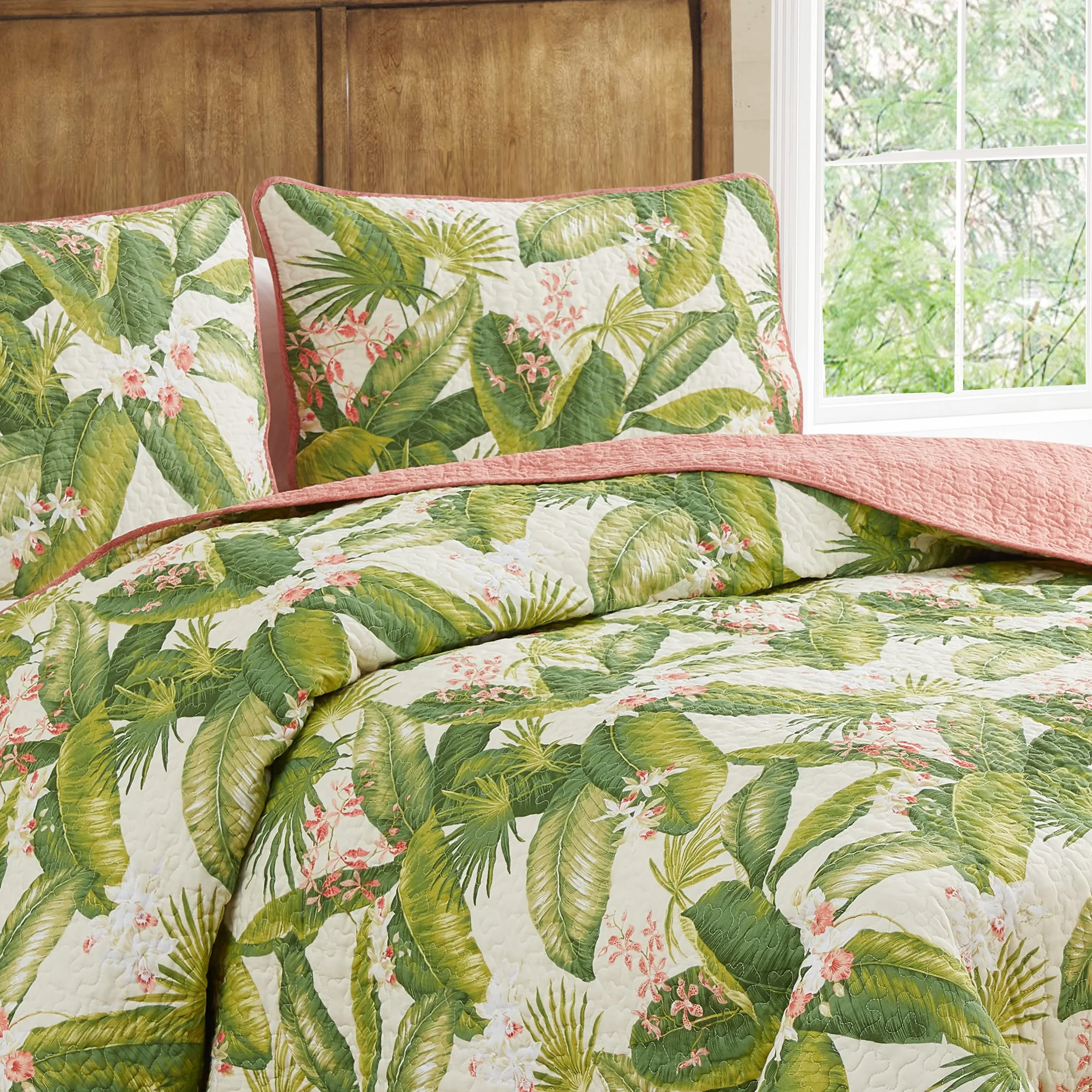 Tommy Bahama Zestaw kołdry Queen bawełna ecru dwustronna oddychająca pościel z poszewkami