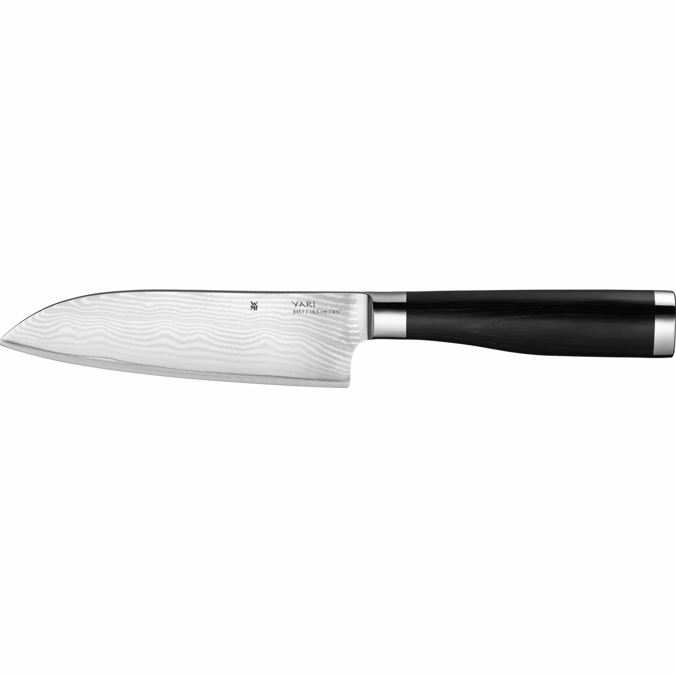 WMF Yari Santoku nóż 31 cm, specjalna japońska stal ostrza, 67 warstw rękojeści z drewna Pakka, ostrze damasceńskie 16,5 cm