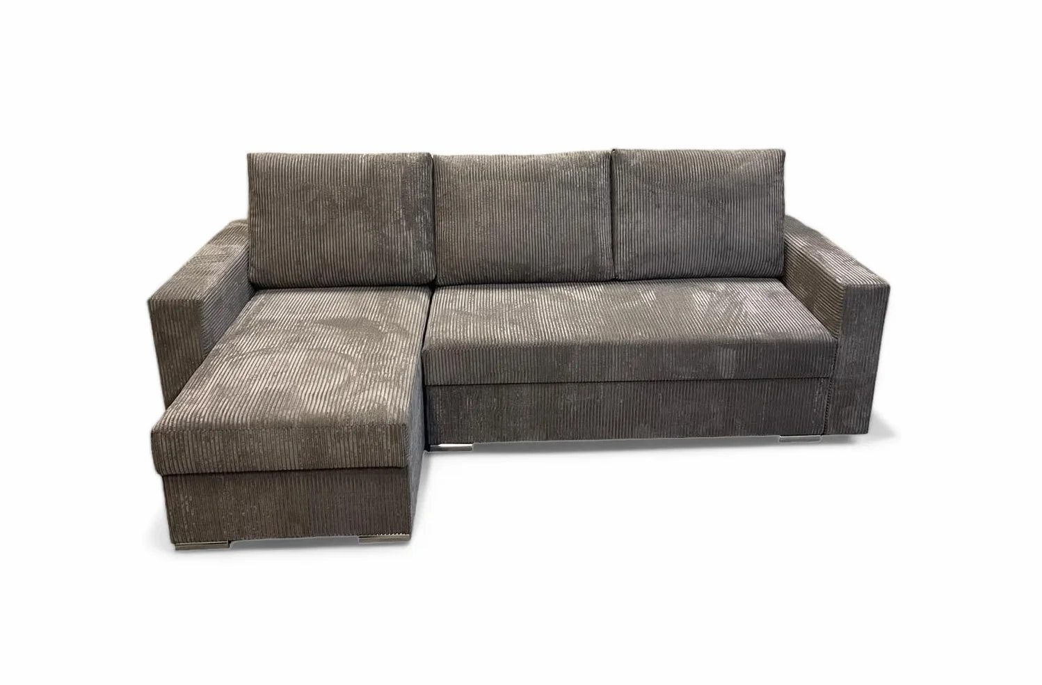 Narożnik Bravia z funkcją spania – Wolnostojący – Komfort i styl w minimalistycznej formie Automat ułatwiający rozkładnie – 235 x 140 x 90 cm – Zoom 6 (Brąz)