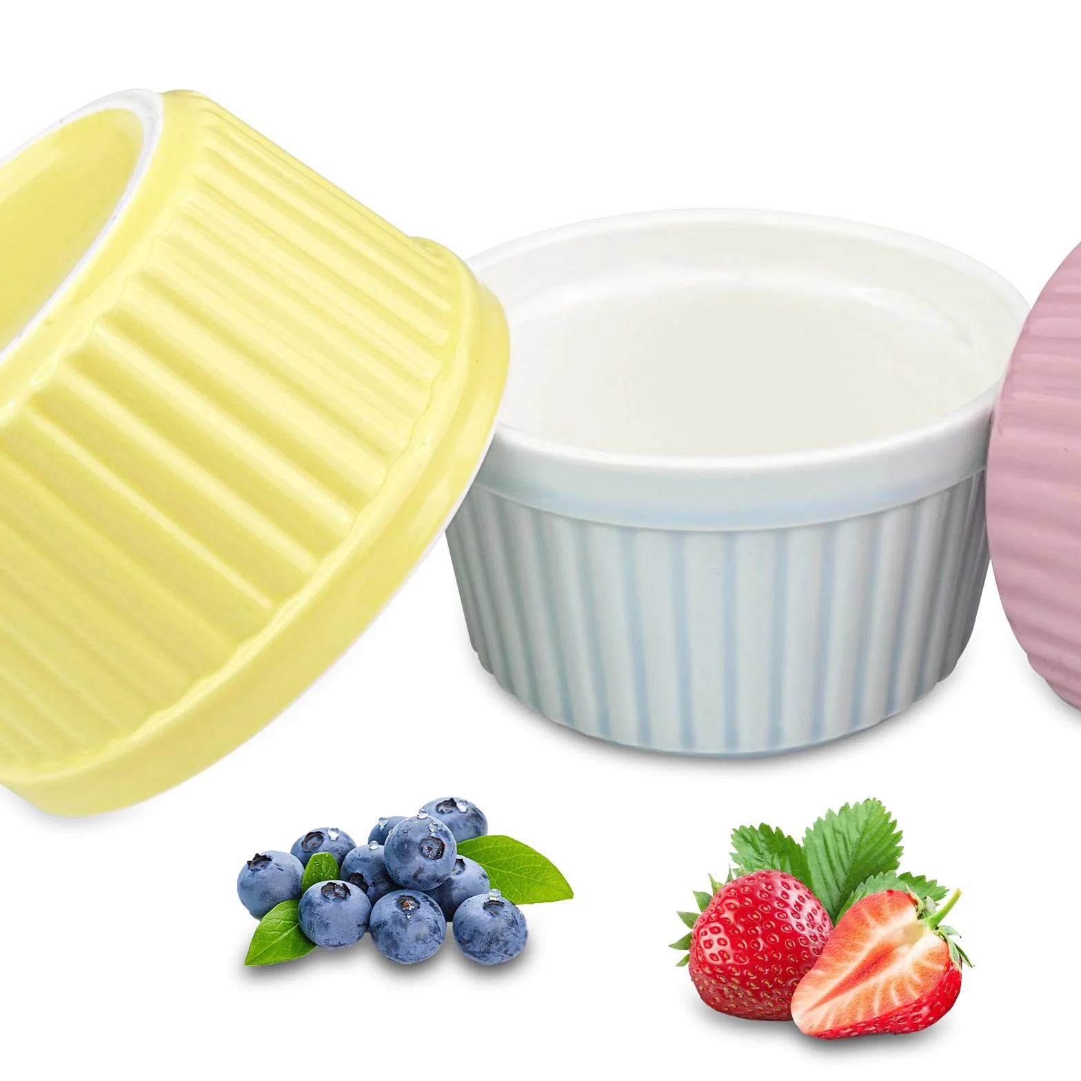 6 sztuki kremowych miseczek do brulee, foremki do sufletu, wielokolorowe