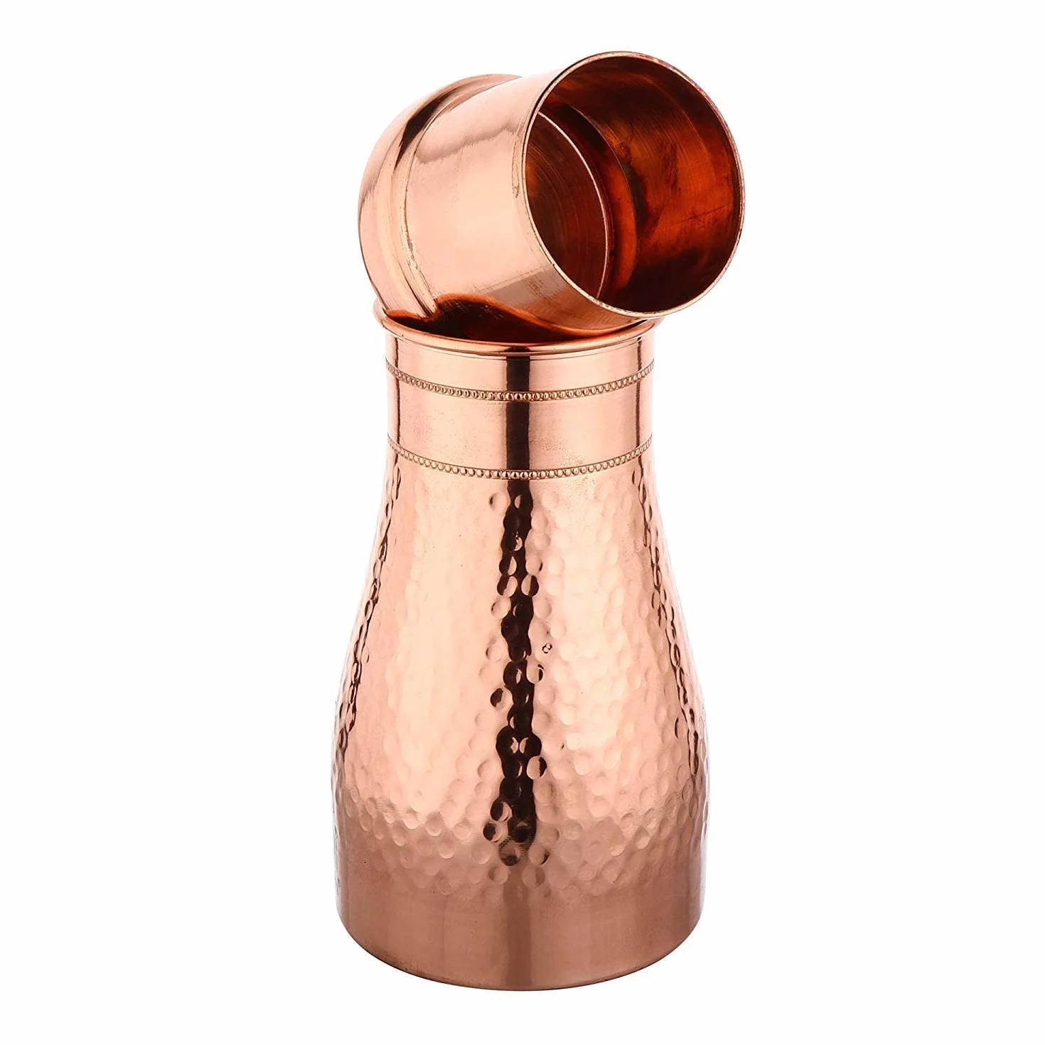 Designerska butelka na wodę z kubkiem i pokrywką, kuta powierzchnia, 950 ml, dzbanek, szklanka do sypialni, karafka na stolik nocny