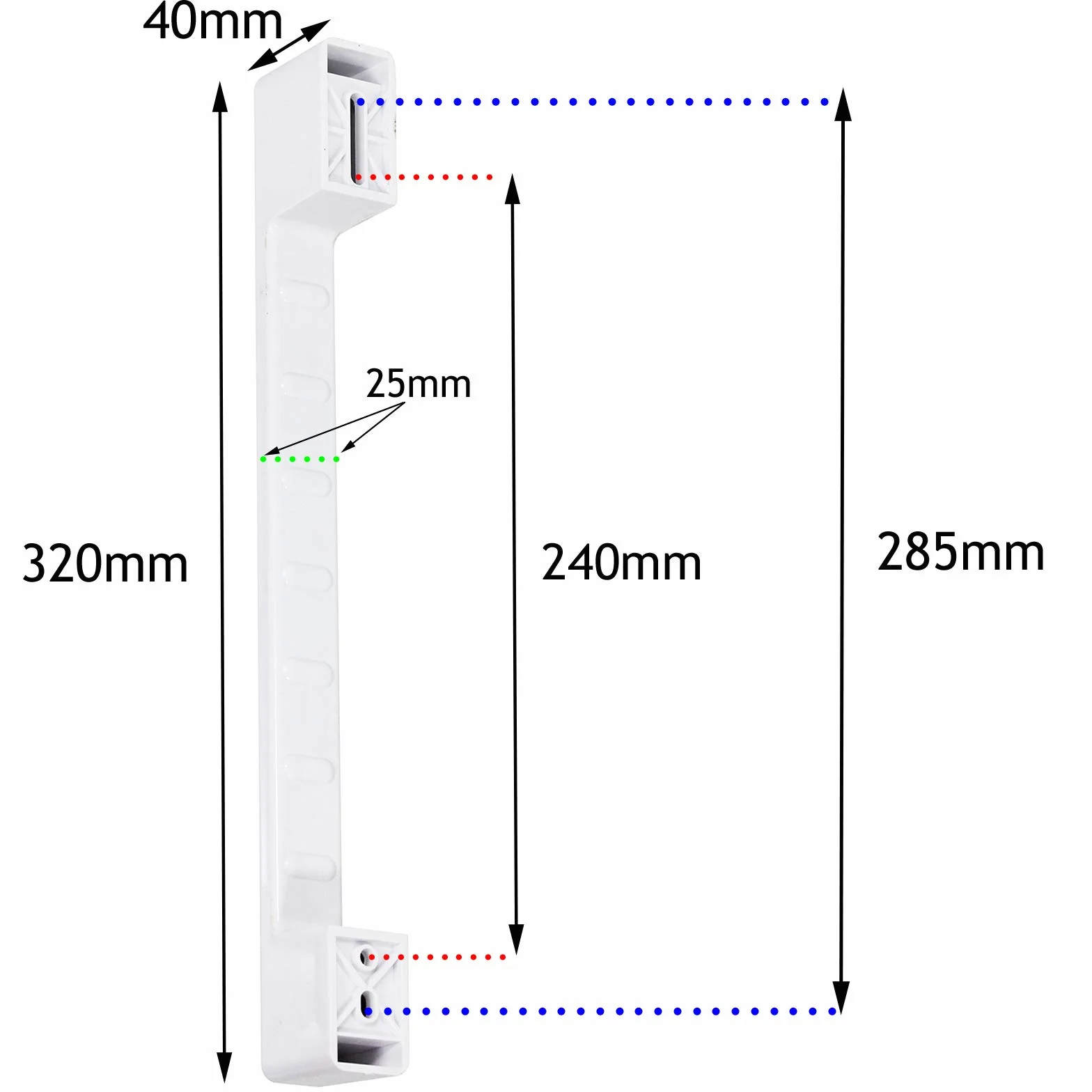 SPARES2GO Uniwersalny uchwyt do drzwi zamrażarki skrzyniowej/lodówki komercyjnej (strona wewnętrzna: 240 mm - 280 mm, 320 mm, biały)