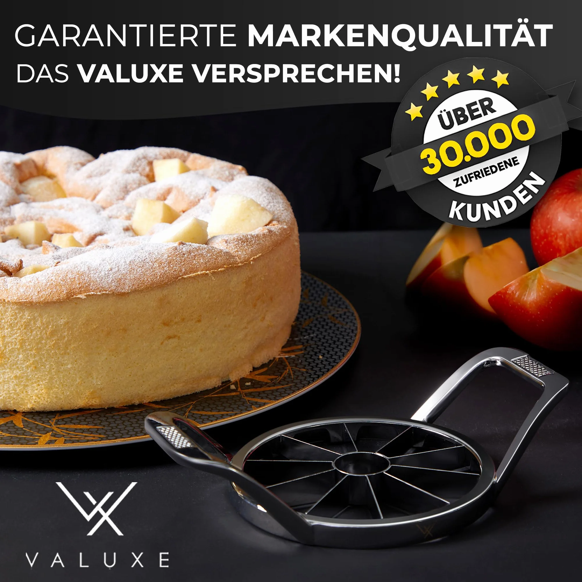 VALUXE® krojacy do jabłek - Premium krojacy do jabłek z ostrym ostrzem z nerwatury - Poręczny krojacy do jabłek na 10 równych kawałków - krojacy do jabłek, krojacy do jabłek