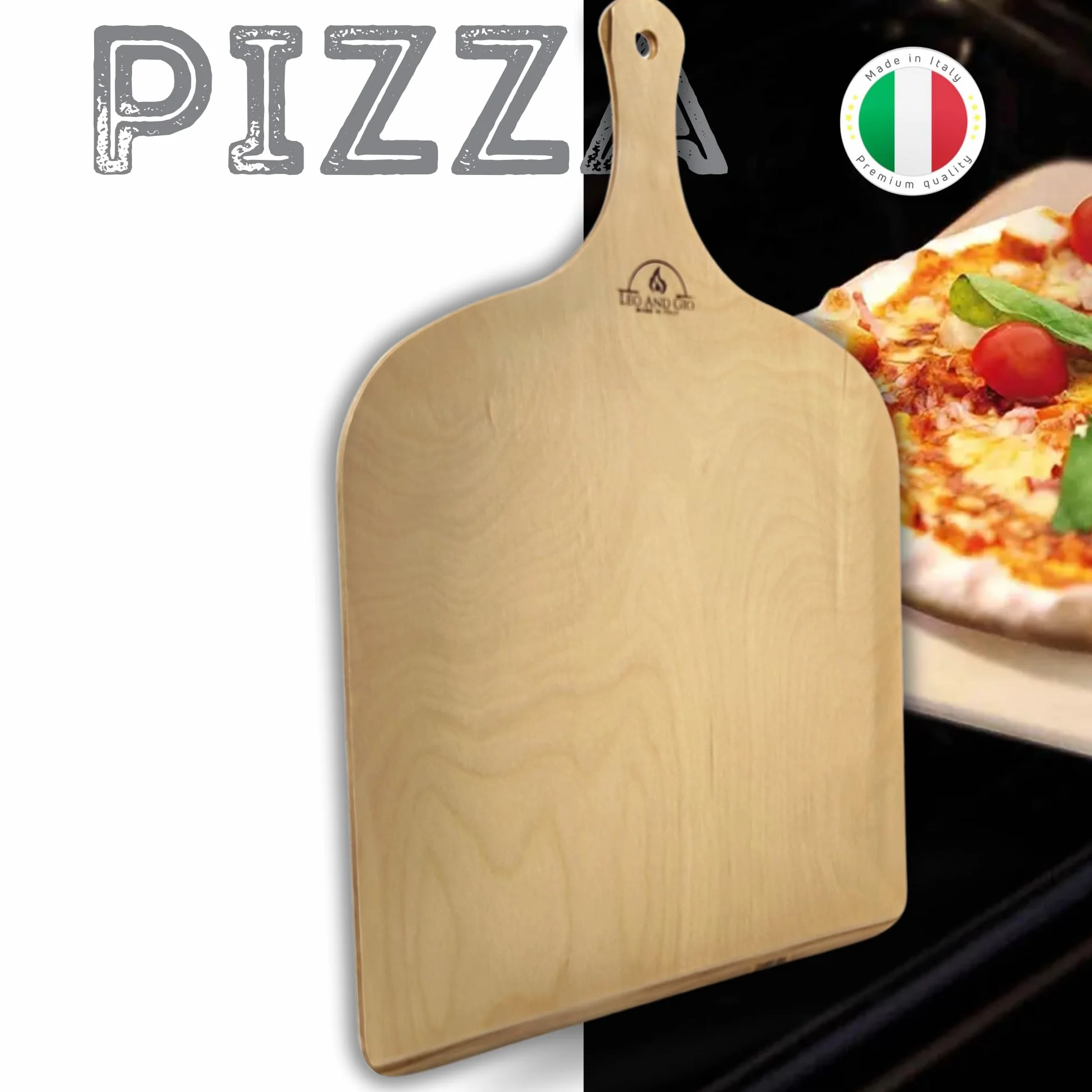 Łopatka do pizzy do kamienia do pizzy, łopatka do pizzy, 25 cm, drewniana łopatka do pizzy, łopatka do piekarnika i grilla, do łopatki do pizzy, akcesoria do kuchni, deska do krojenia